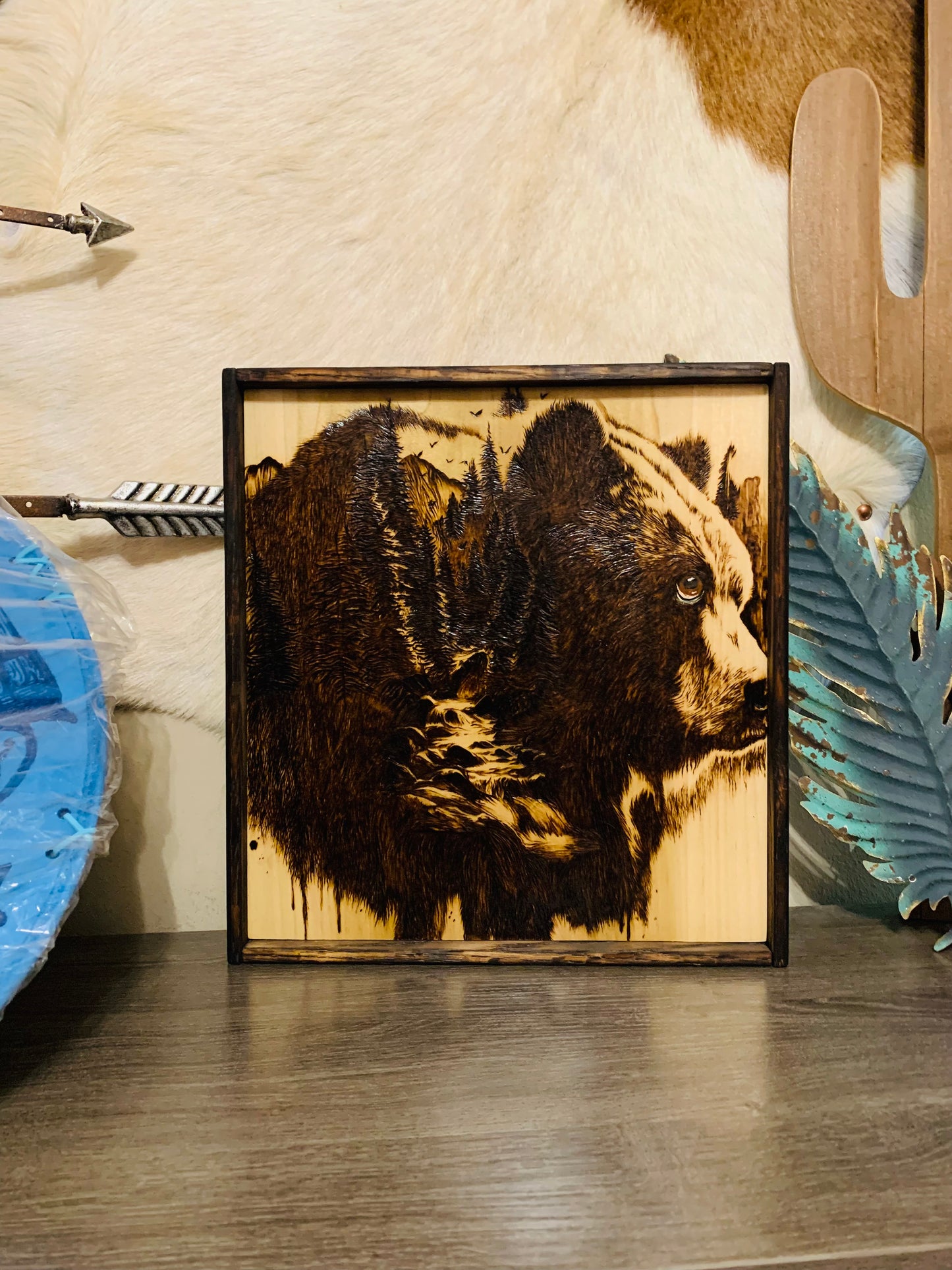 Hand Burned "Wild Grizzly Bear"