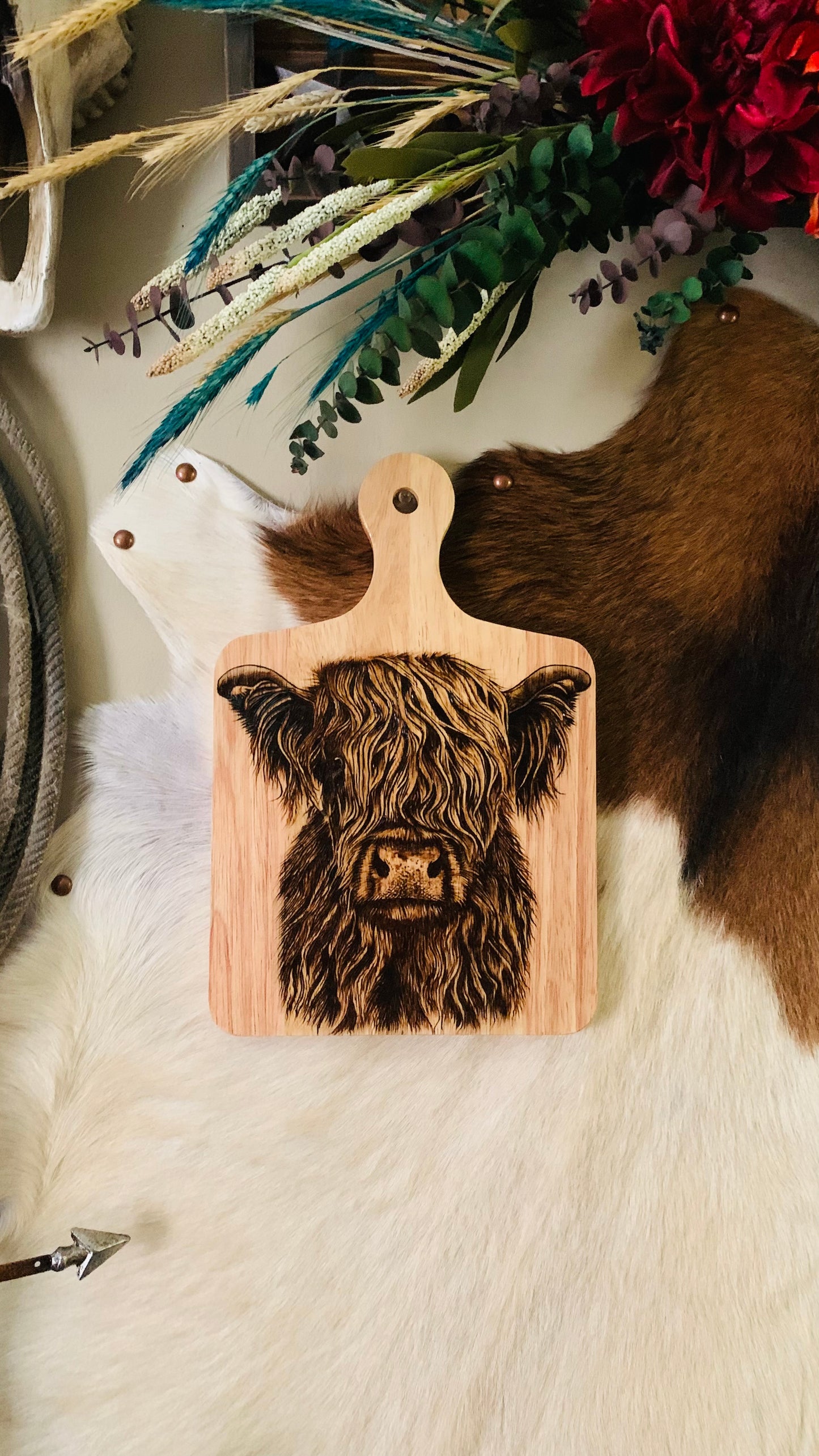 Hand Burned "Highland Cow" Board