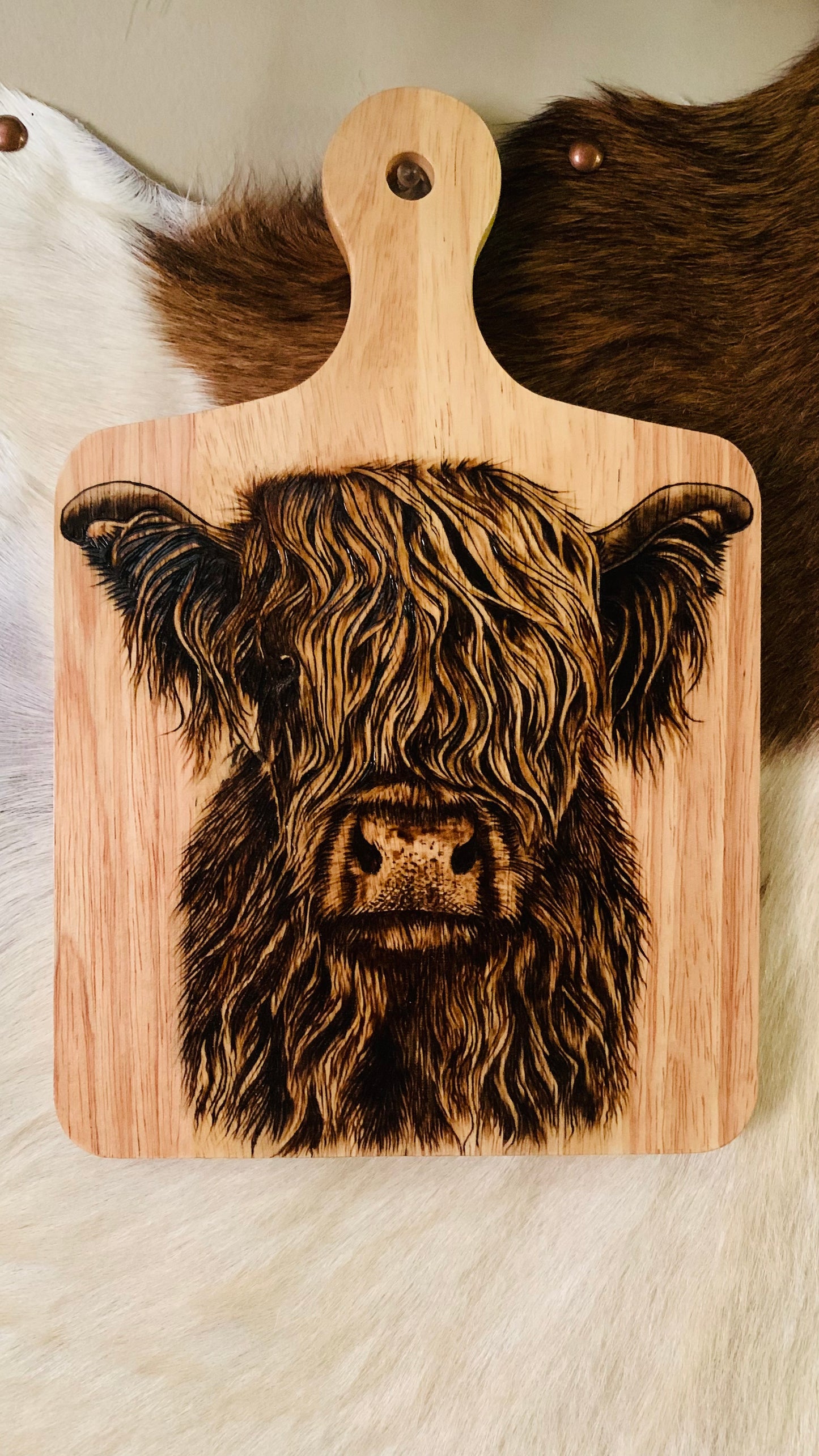 Hand Burned "Highland Cow" Board