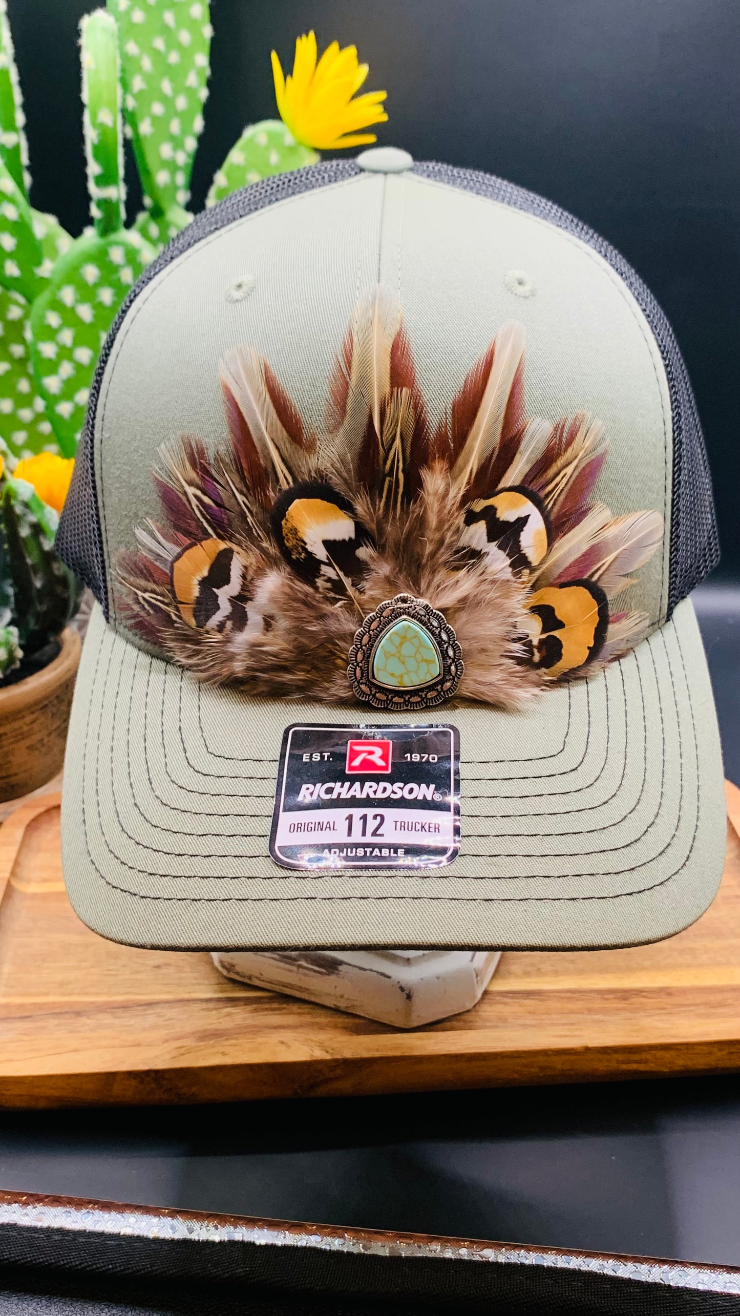 Richardson Feather Trucker Hat Two Tone Sage Green/Black