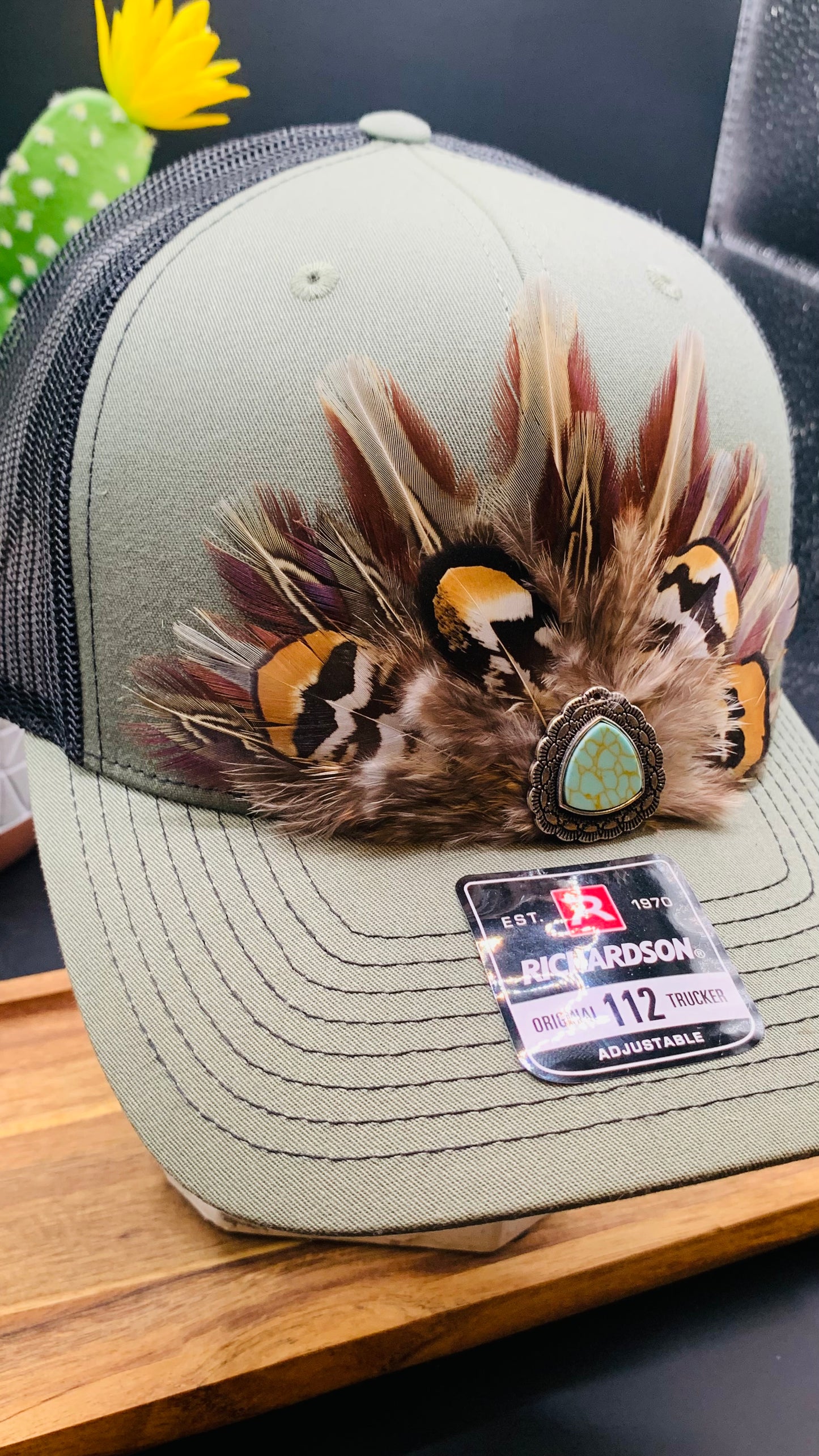Richardson Feather Trucker Hat Two Tone Sage Green/Black