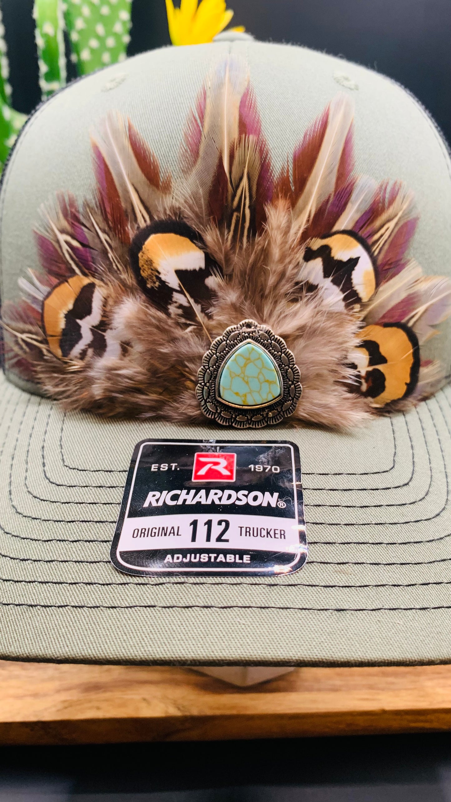 Richardson Feather Trucker Hat Two Tone Sage Green/Black