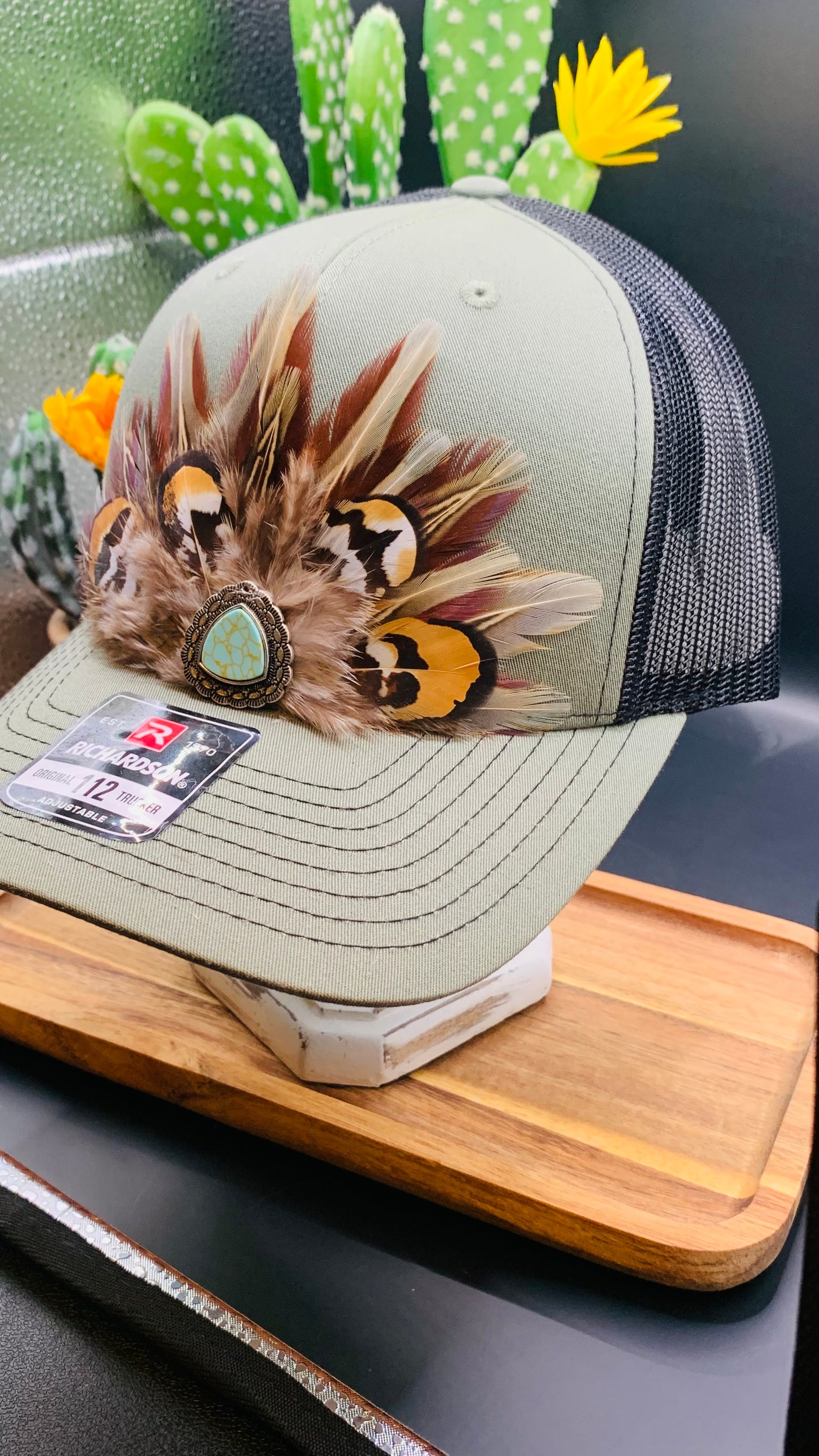 Richardson Feather Trucker Hat Two Tone Sage Green/Black