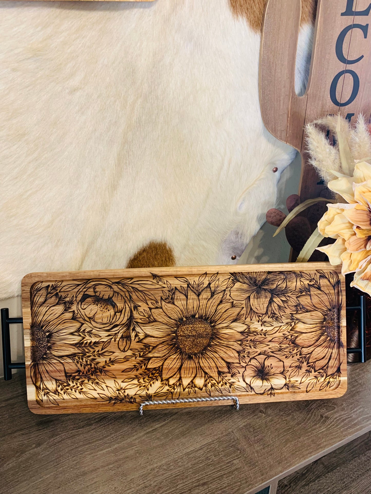 Floral Acacia Charcuterie Board