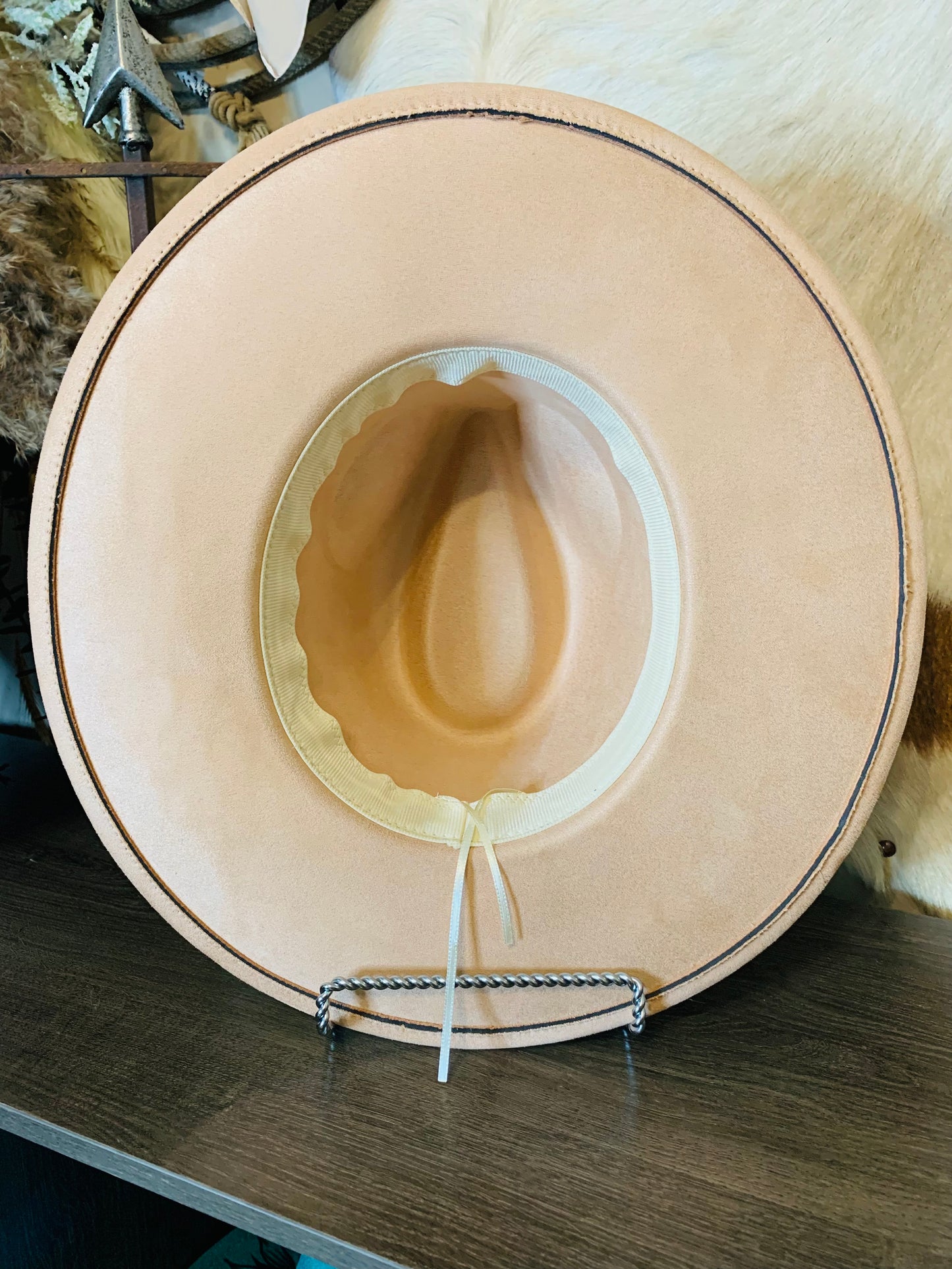 Hand Burned Rancher Hat with Floral Design