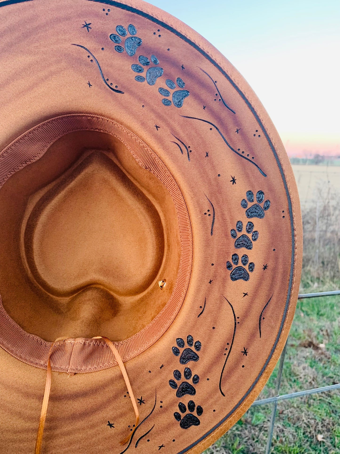 Hand Burned Heart Rancher Hat with "Dog Paws"