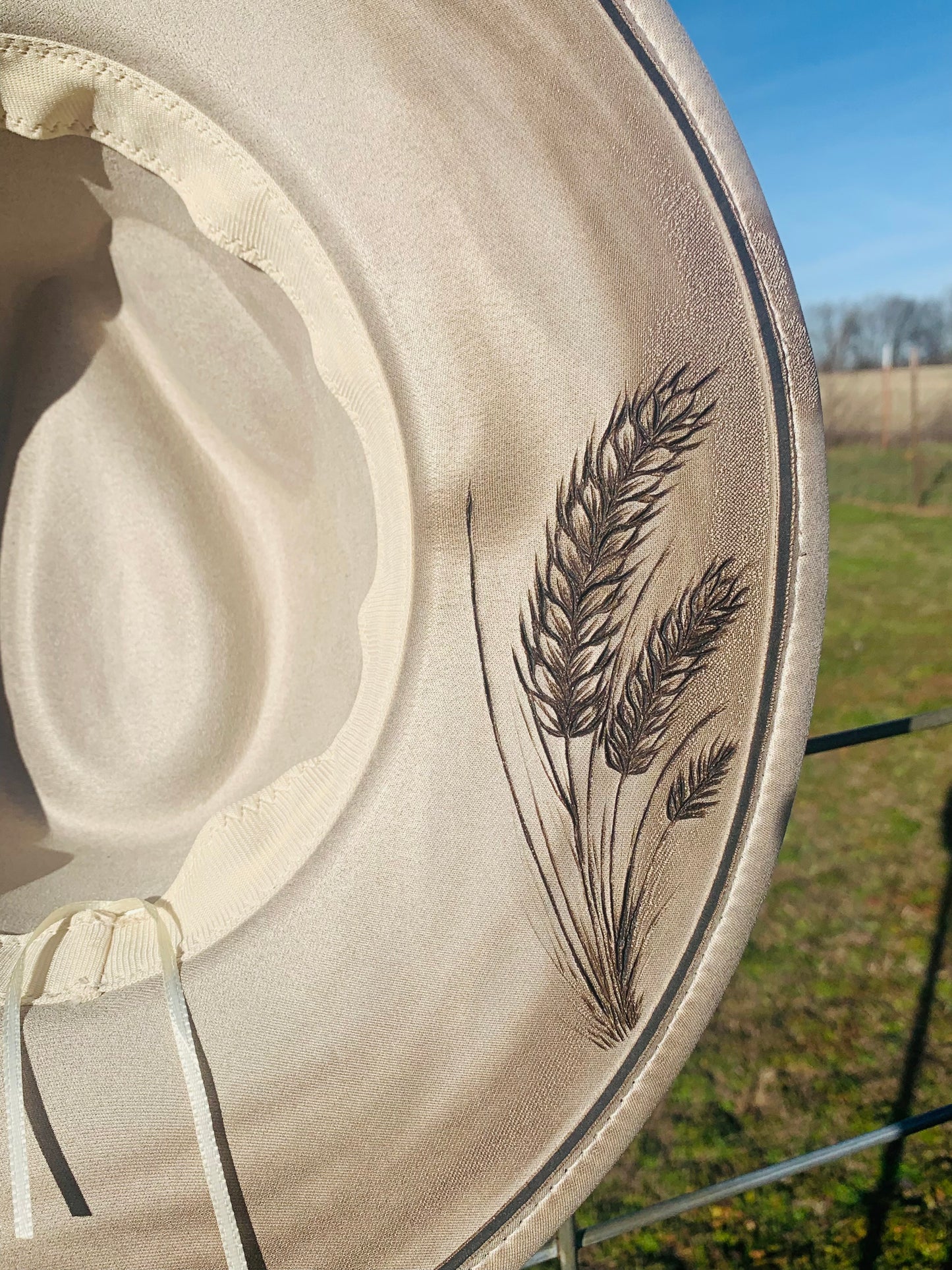 Hand Burned Rancher Hat "Horse Dreams" Design