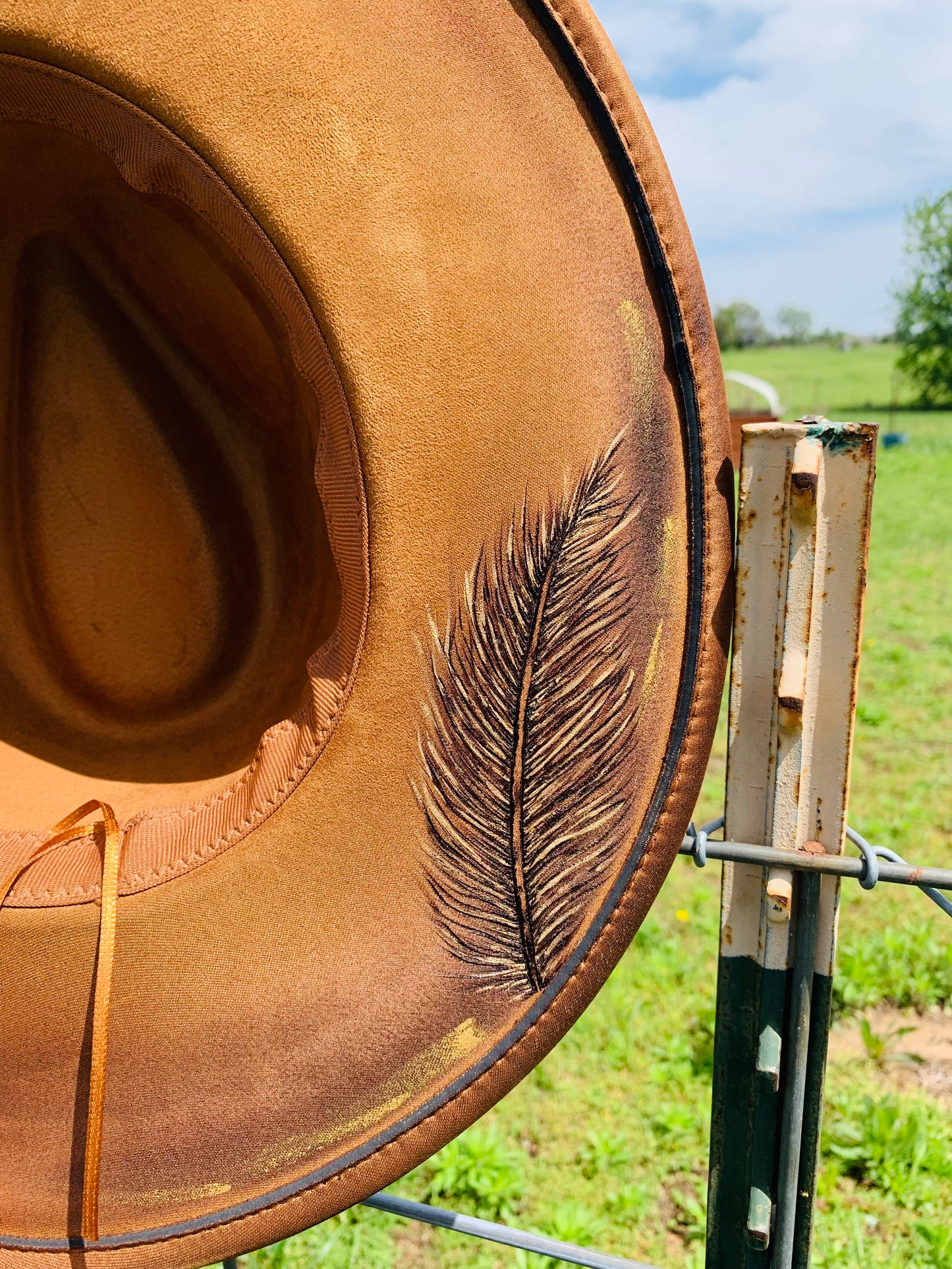 Hand Burned Rancher Hat "Mama Tried" Design