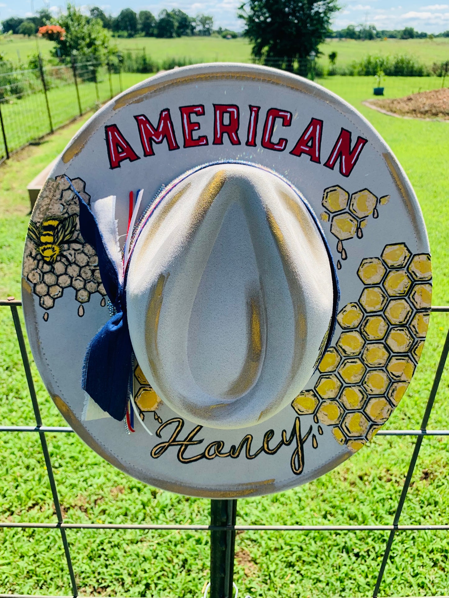Hand Burned Rancher Hat "American Honey" Design