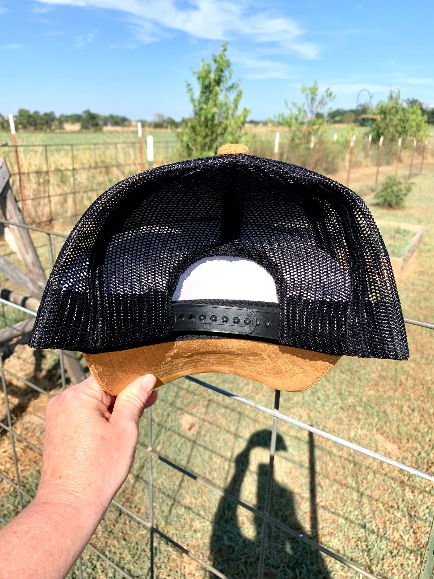 Hand Burned Two-Toned Vegan Suede Trucker Hat