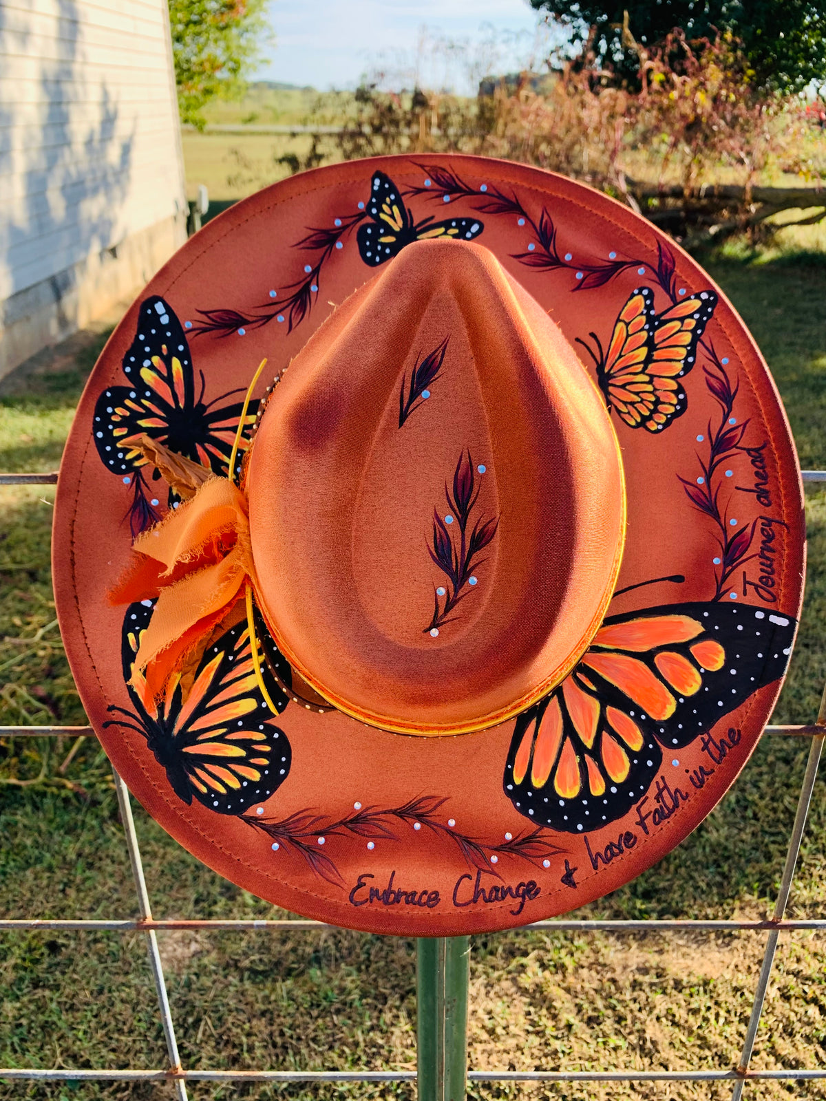 Hand Burned/Hand Painted Rancher Hat "A Beautiful Transition" Design