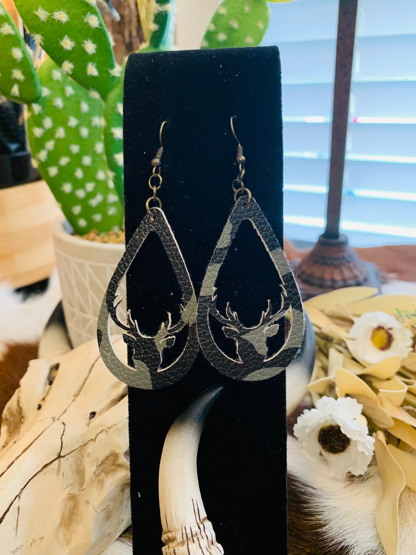 Camo Buck Teardrop Earrings Wild Western Dreams