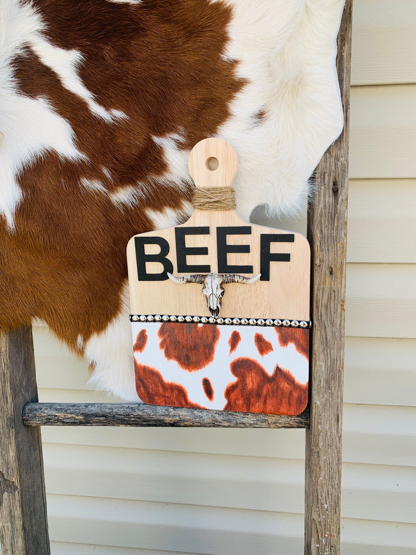 Cowhide Ear Tag Sign Wild Western Dreams