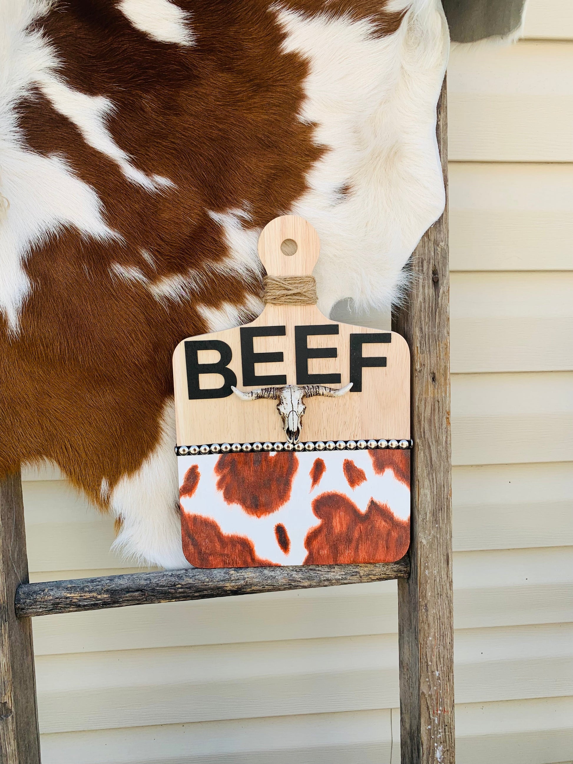 Cowhide Ear Tag Sign Wild Western Dreams