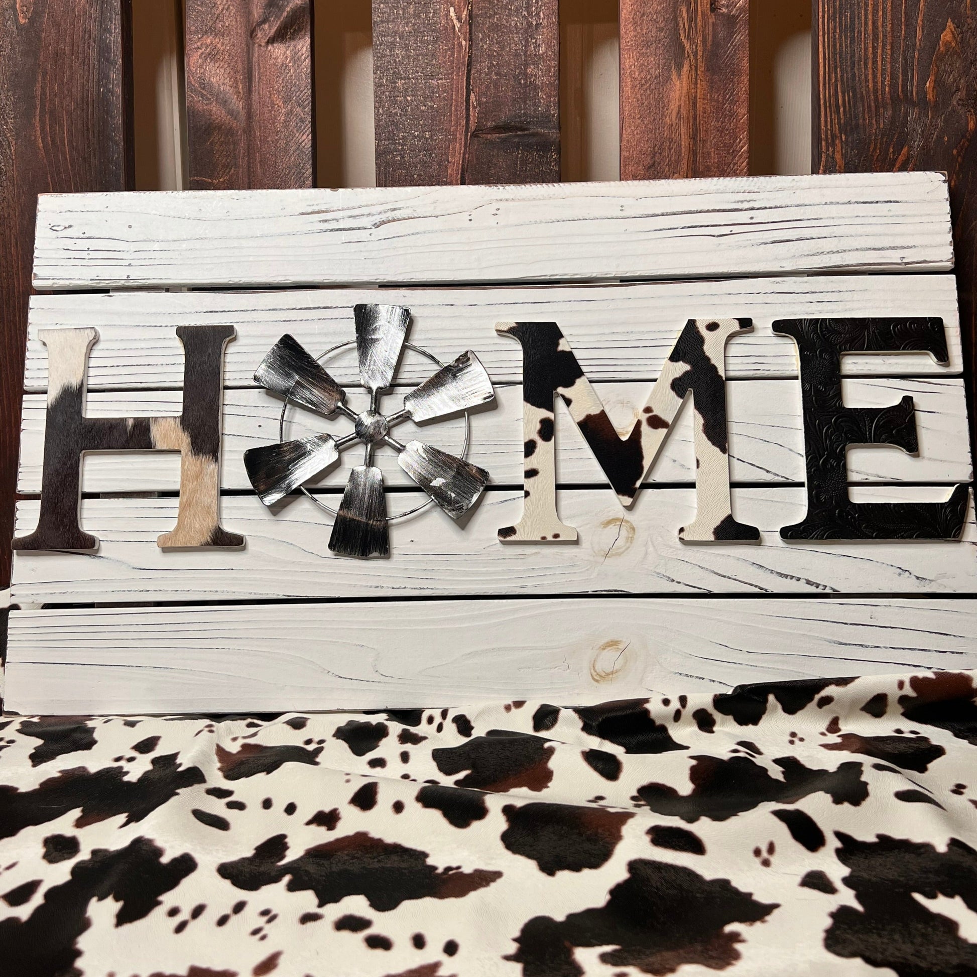 Cowhide HOME Sign Wild Western Dreams