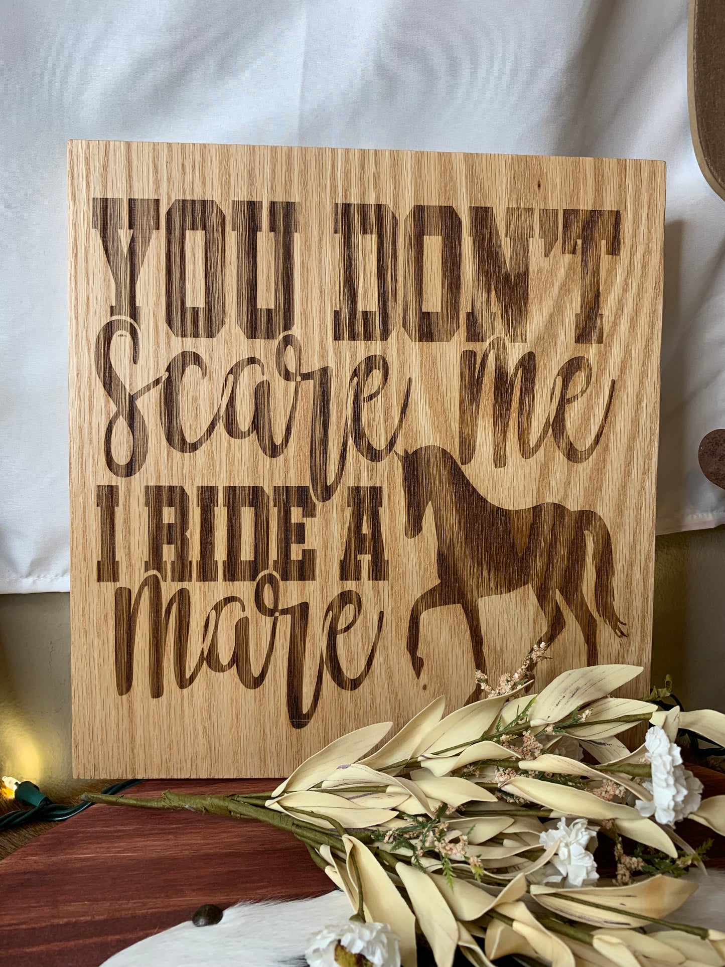 Laser Burned "Mare Horse" Sign