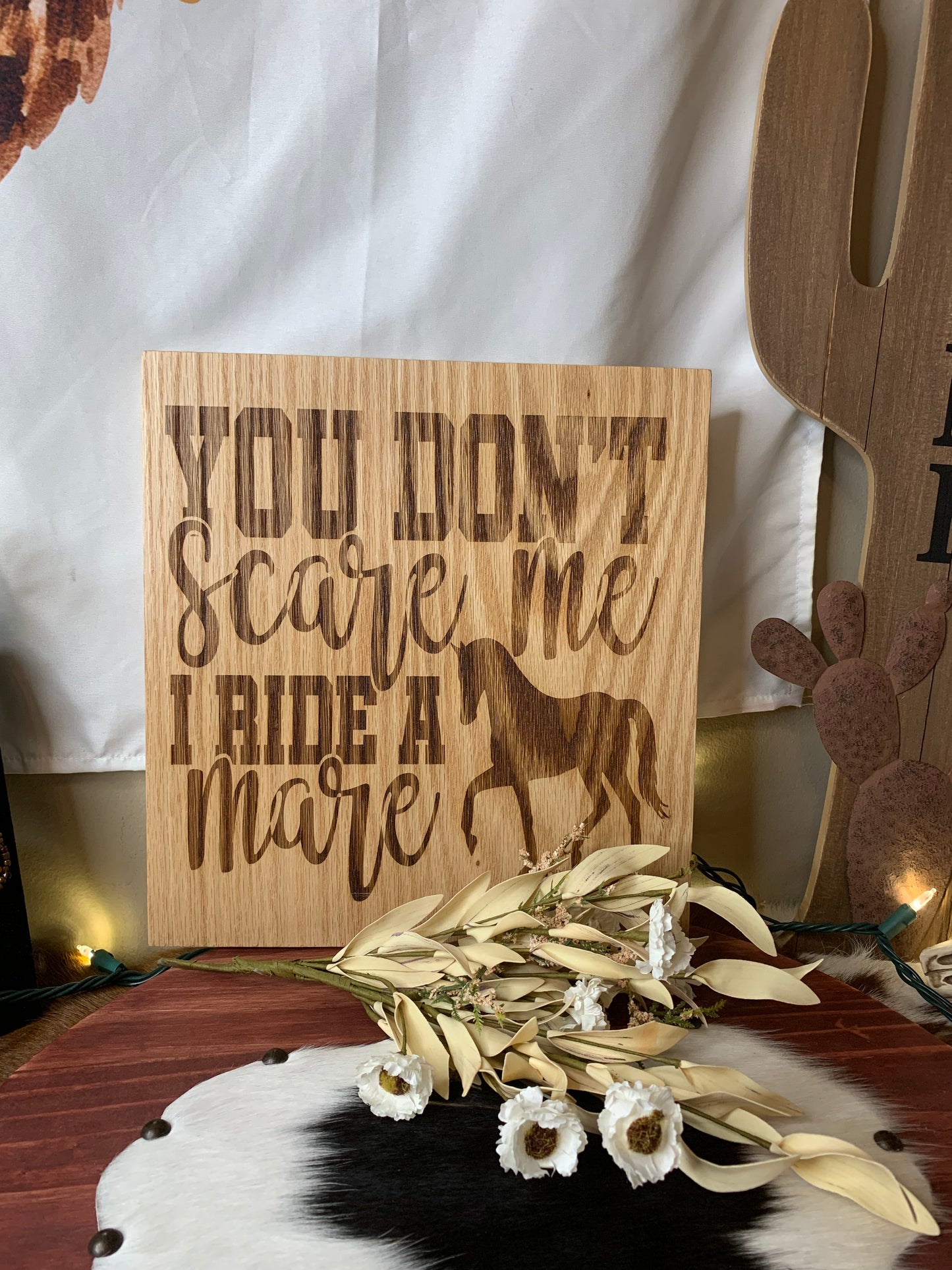 Laser Burned "Mare Horse" Sign