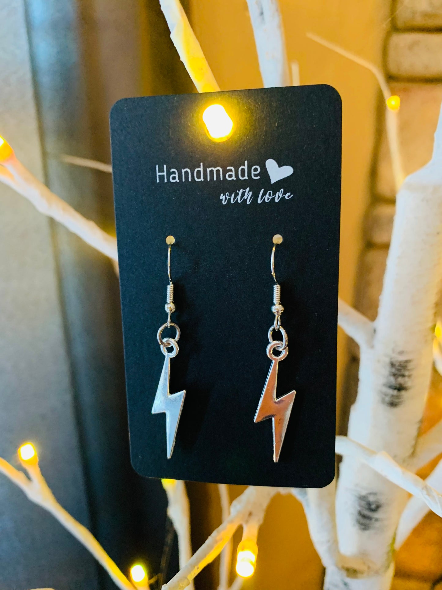 Silver Lighting Bolt Earrings