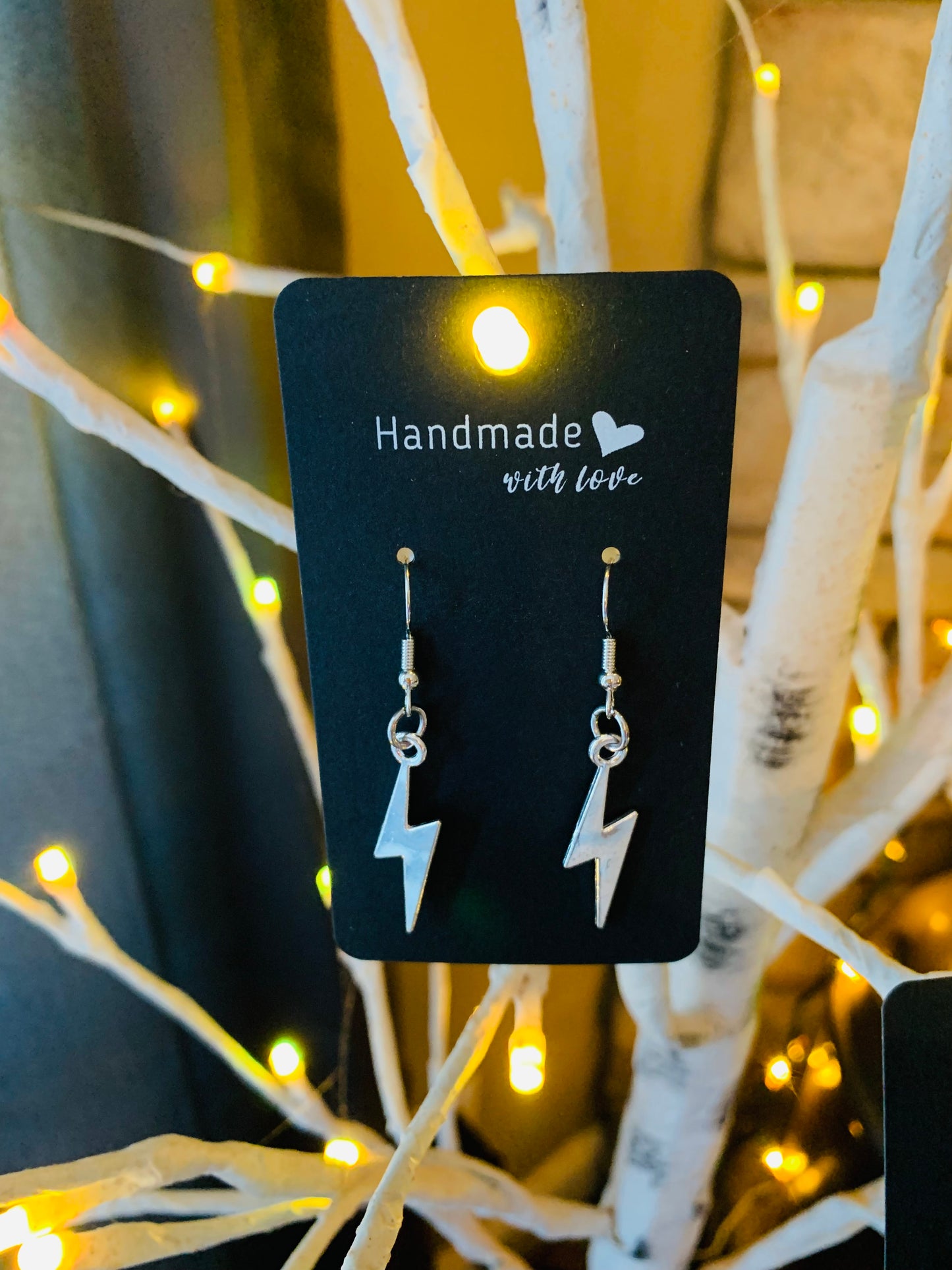 Silver Lighting Bolt Earrings