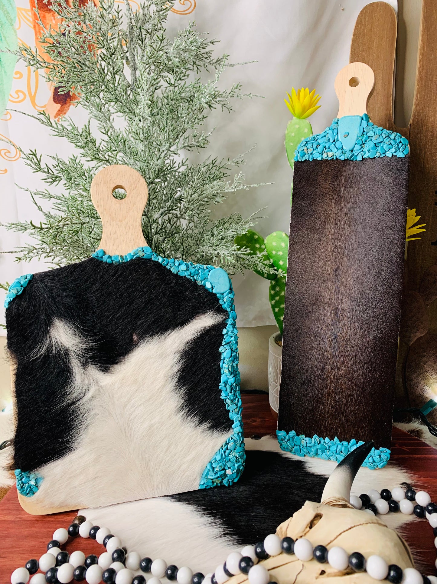 "Cowhide & Turquoise" Wall Decor