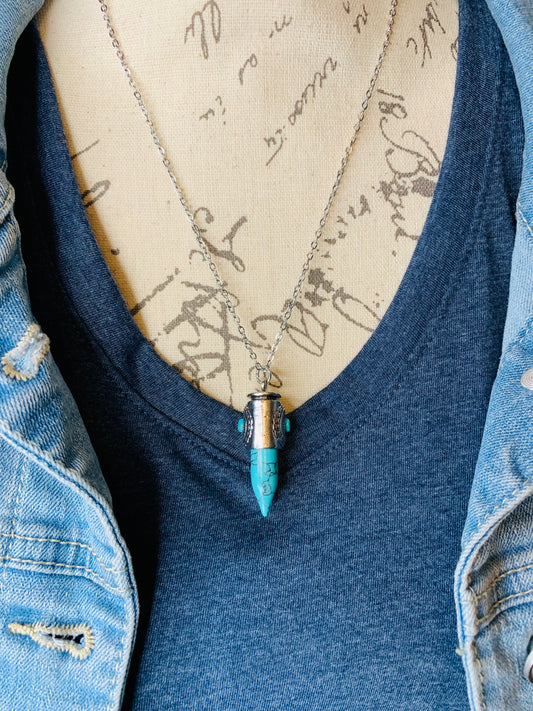 Turquoise Bullet Pendant Necklace