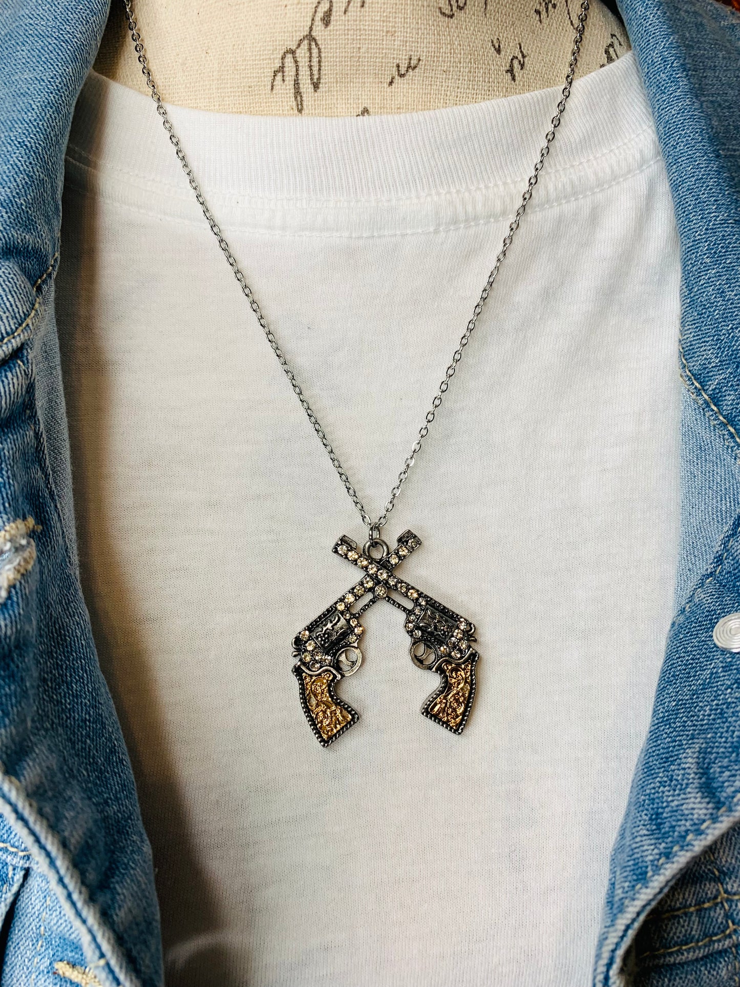 "Double Barrel Gunslingers" Necklace