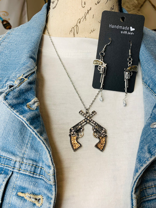 "Double Barrel Gunslingers" Necklace