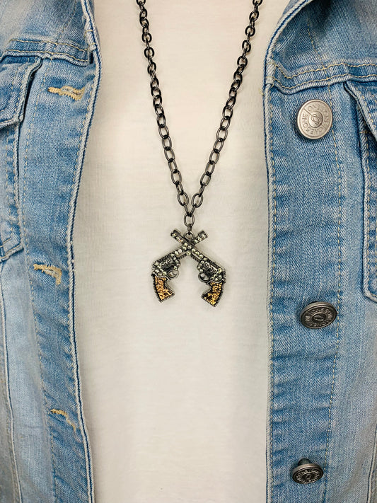 Double Barrel Gunslinger Necklace