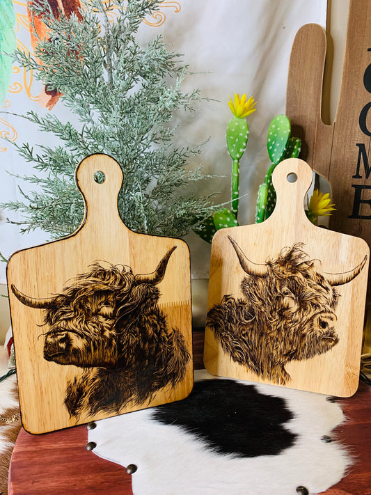 Hand Burned "Highland Bull" Board