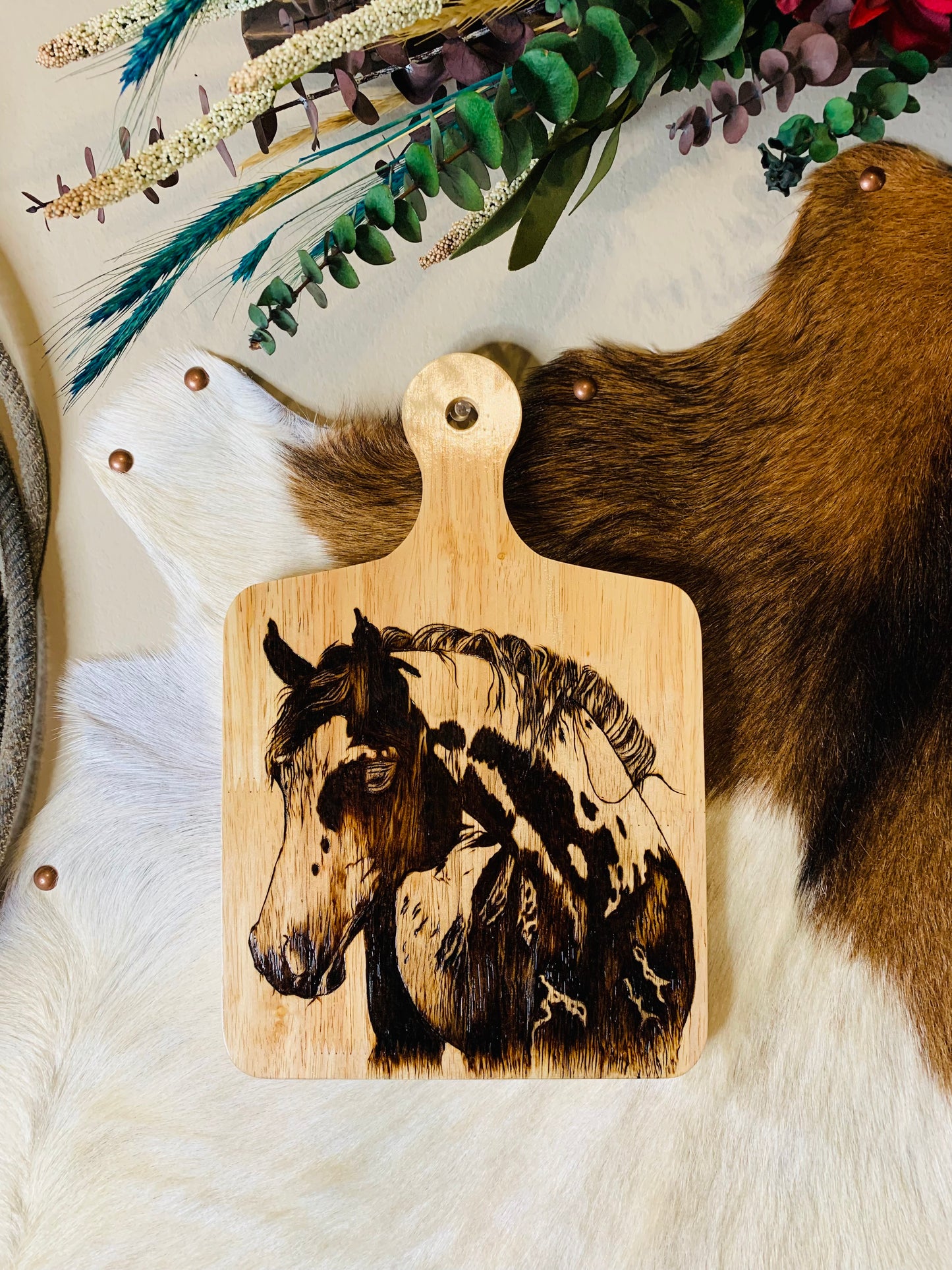 Hand Burned "Paint Horse" Board