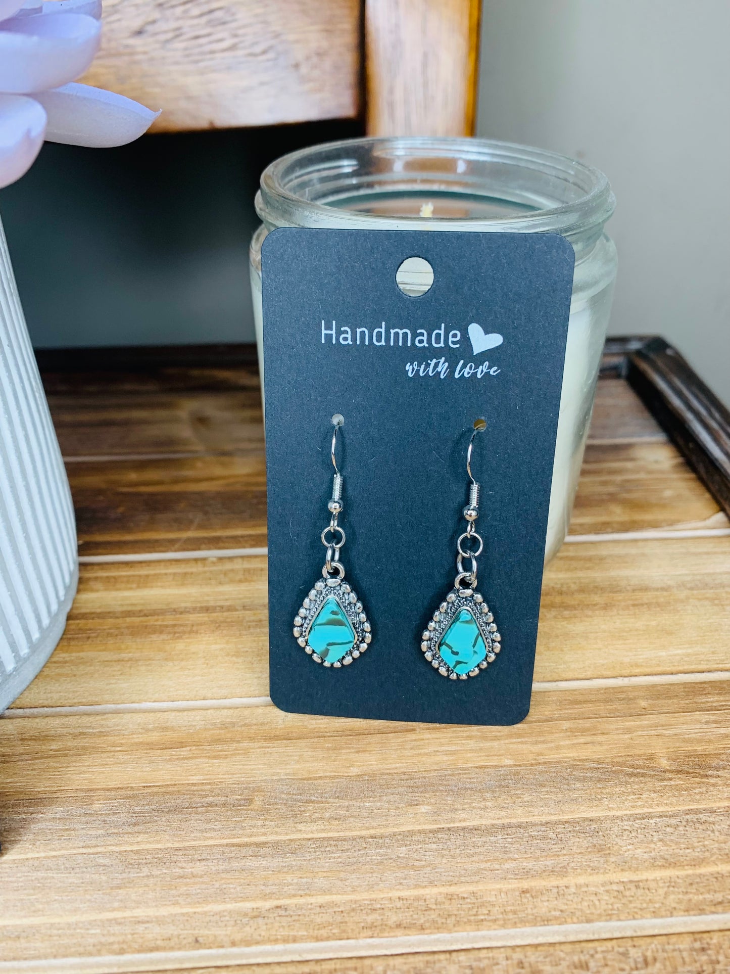 Turquoise Stone Diamond Earrings