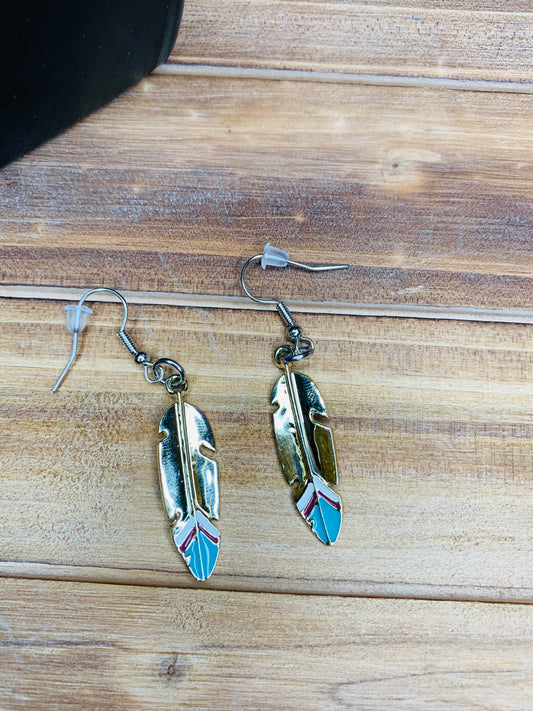 Indian Gold Feather Earrings