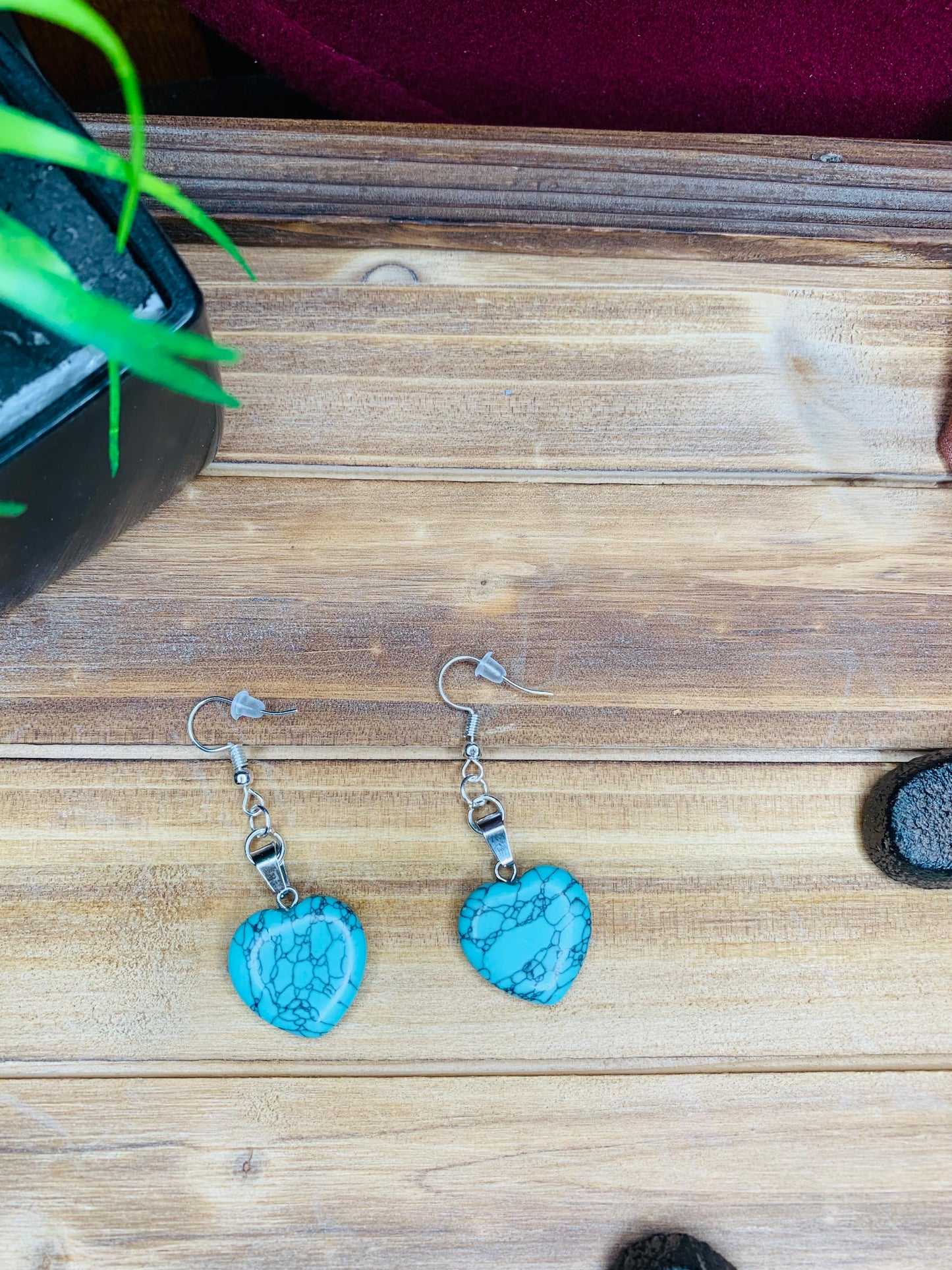 Turquoise Heart Pendant Earrings