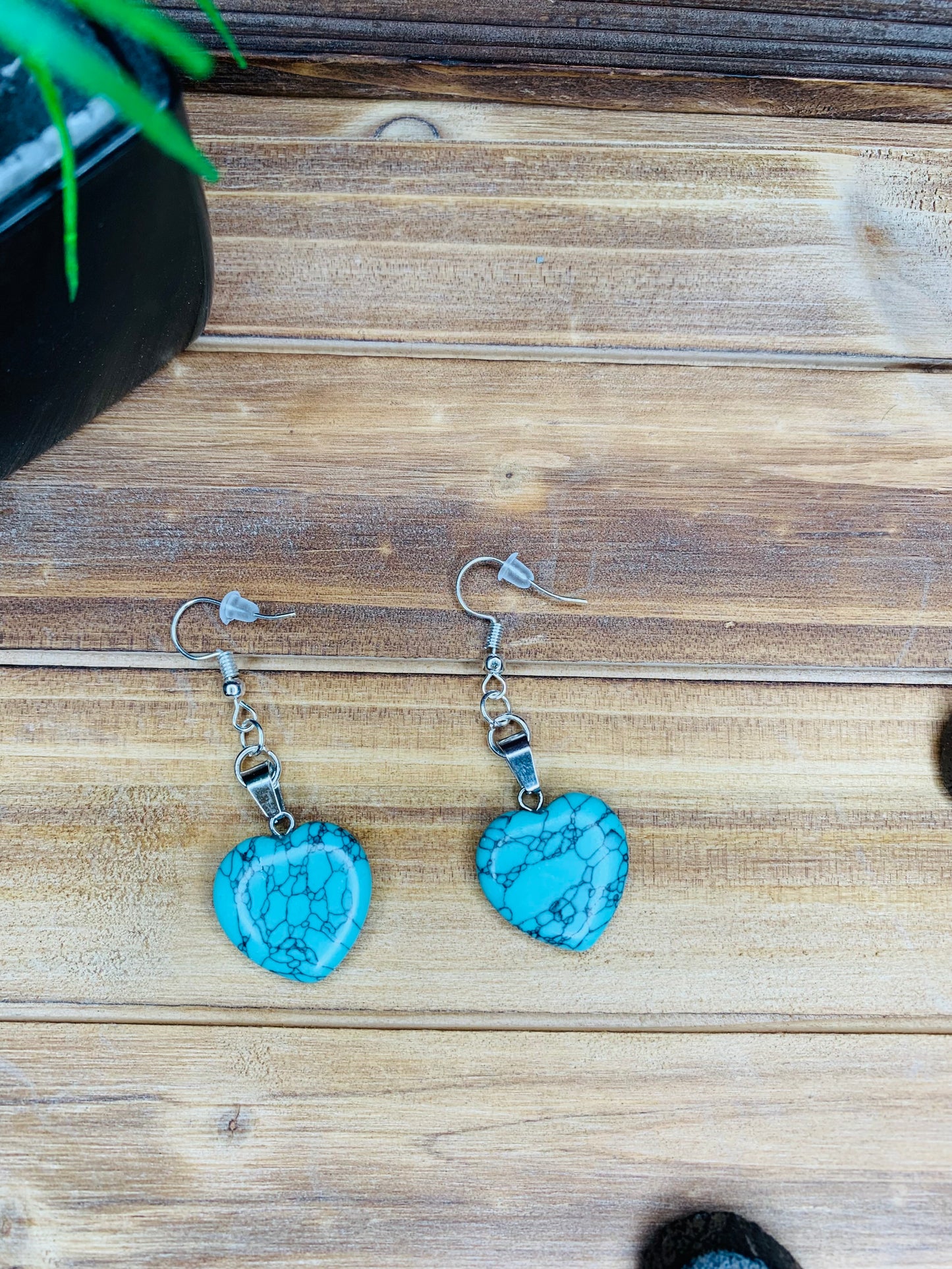 Turquoise Heart Pendant Earrings