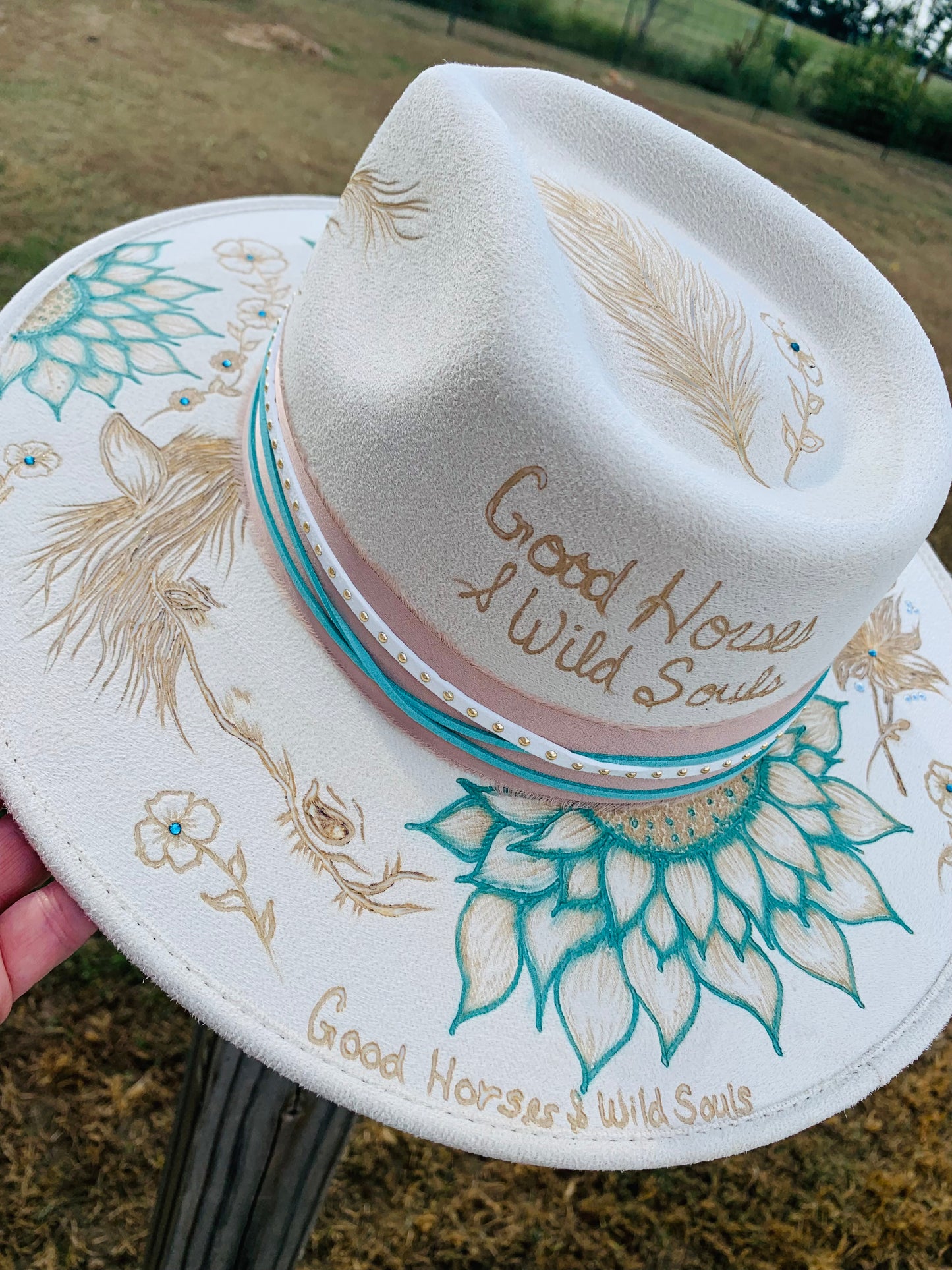 Hand Burned Rancher Hat "Good Horses & Wild Souls" Design