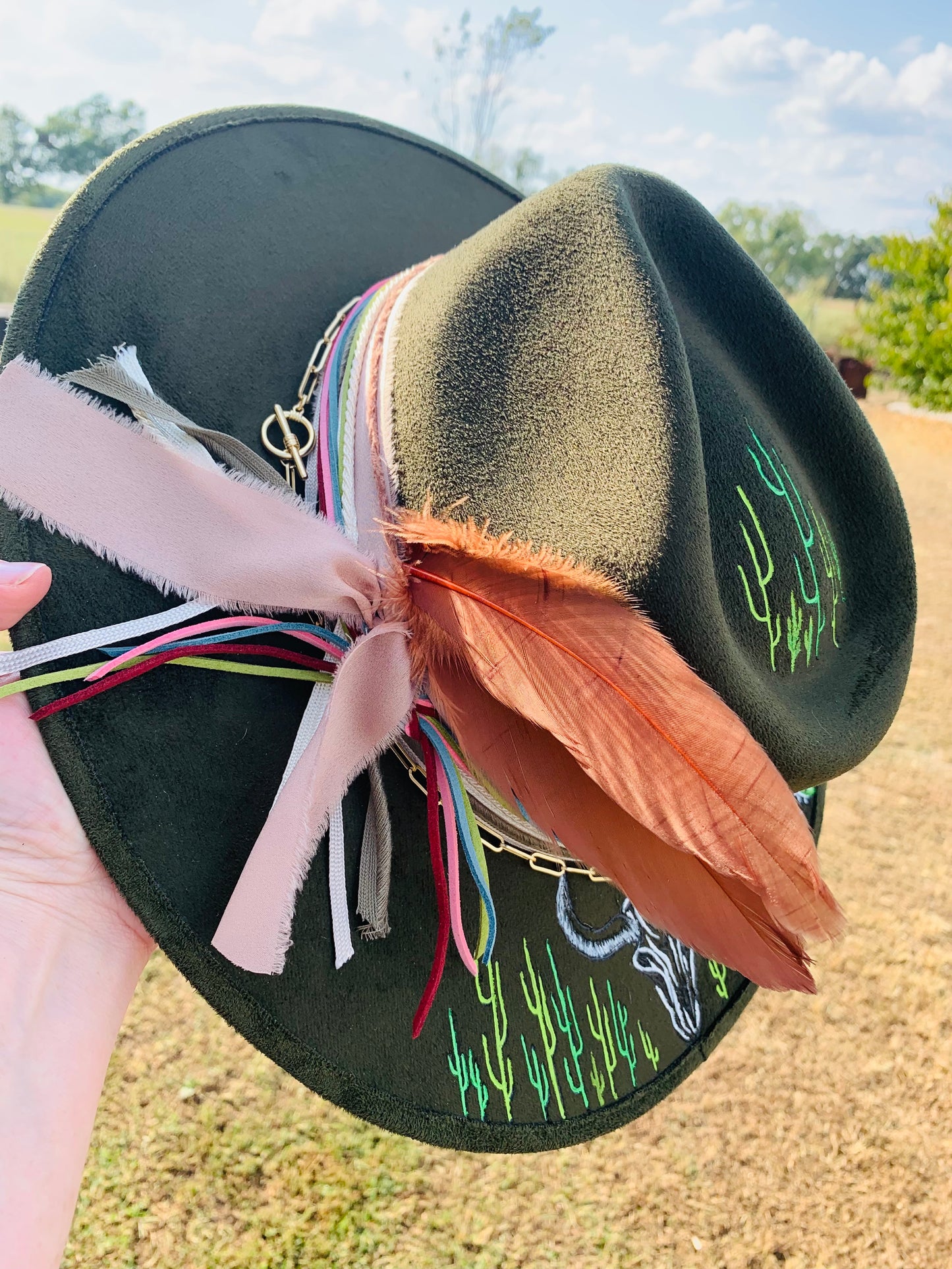 Hand Burned Rancher Hat "Desert Vibes" Design