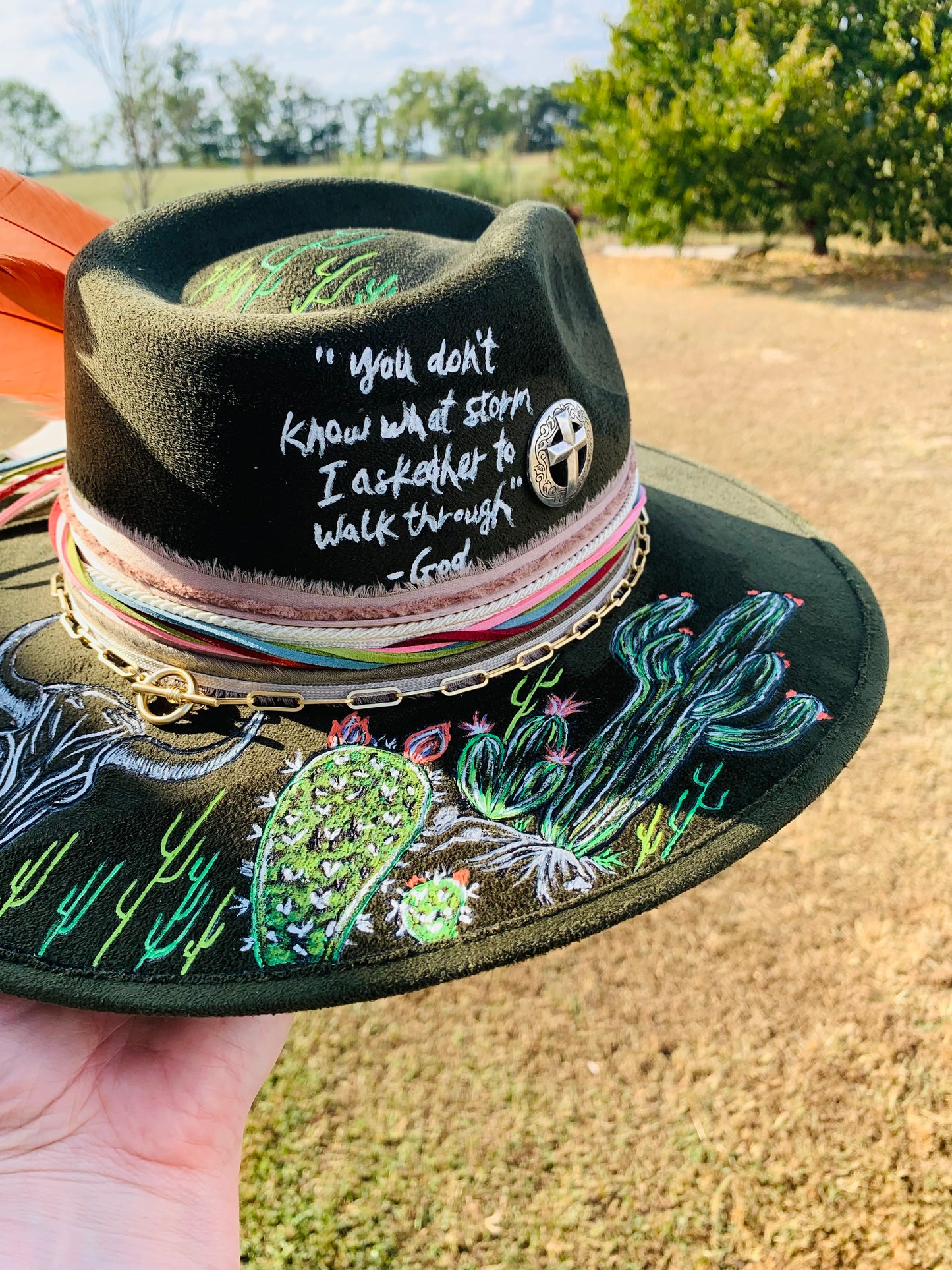 Hand Burned Rancher Hat "Desert Vibes" Design