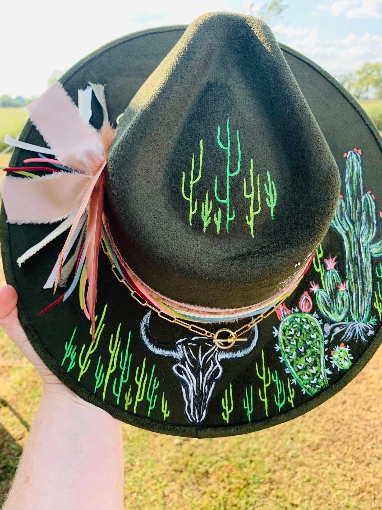 Hand Burned Rancher Hat "Desert Vibes" Design