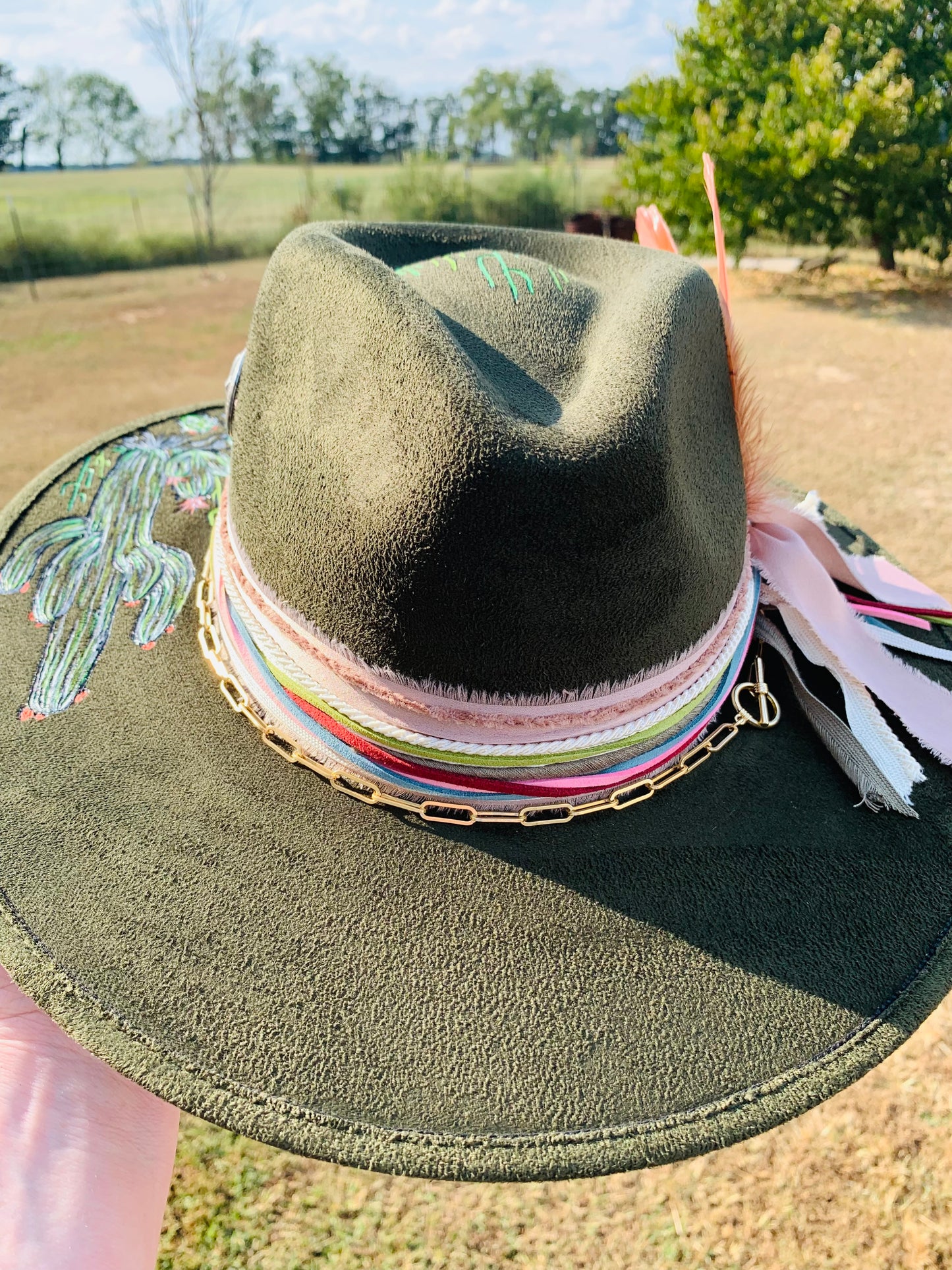 Hand Burned Rancher Hat "Desert Vibes" Design