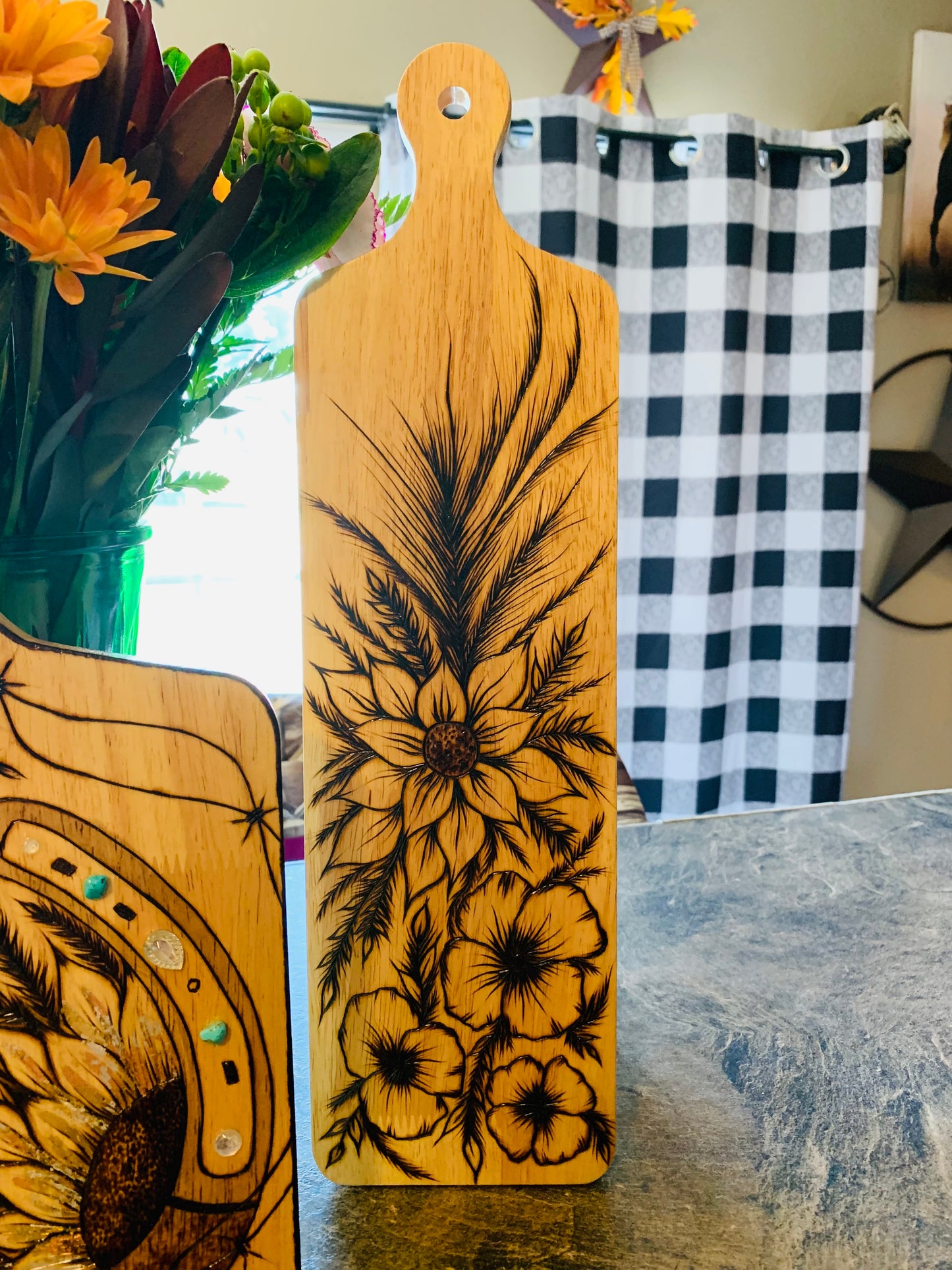 Hand Burned "Floral" Board