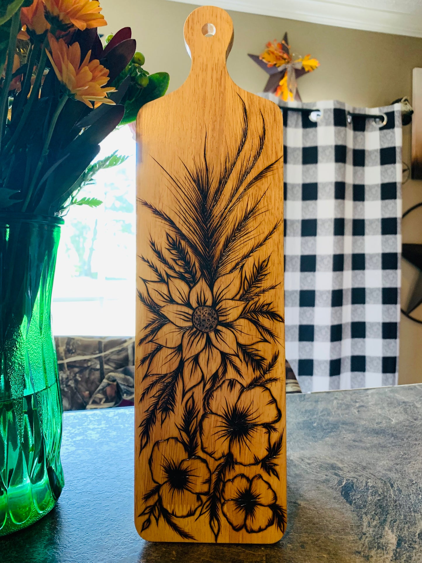 Hand Burned "Floral" Board