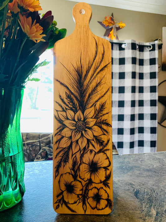 Hand Burned "Floral" Board