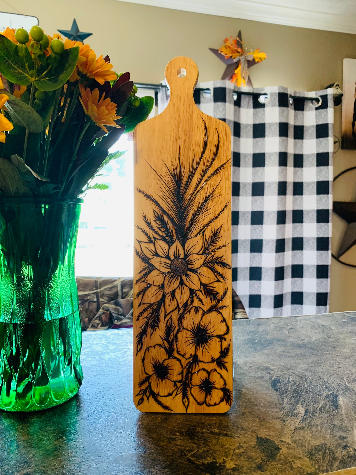 Hand Burned "Floral" Board