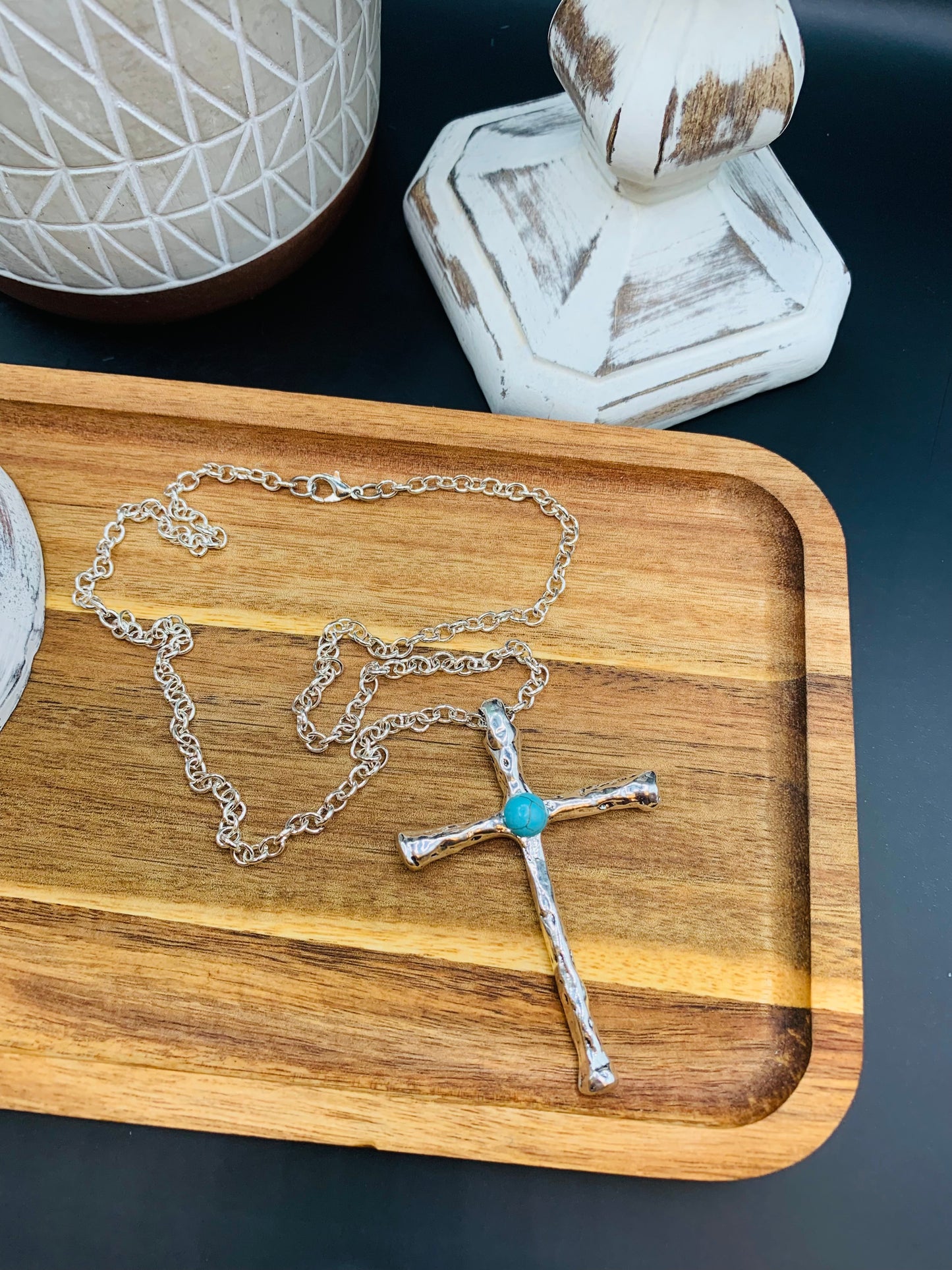 Bright Silver Cross Necklace