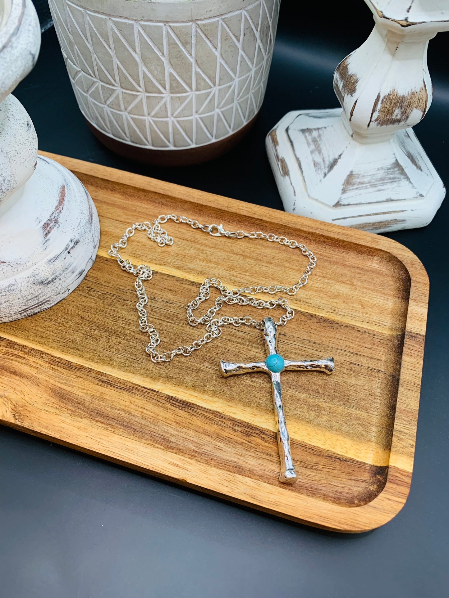 Bright Silver Cross Necklace