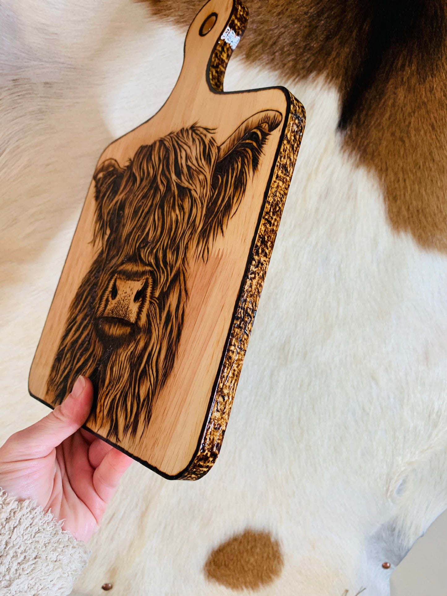 Hand Burned "Highland Cow" Board