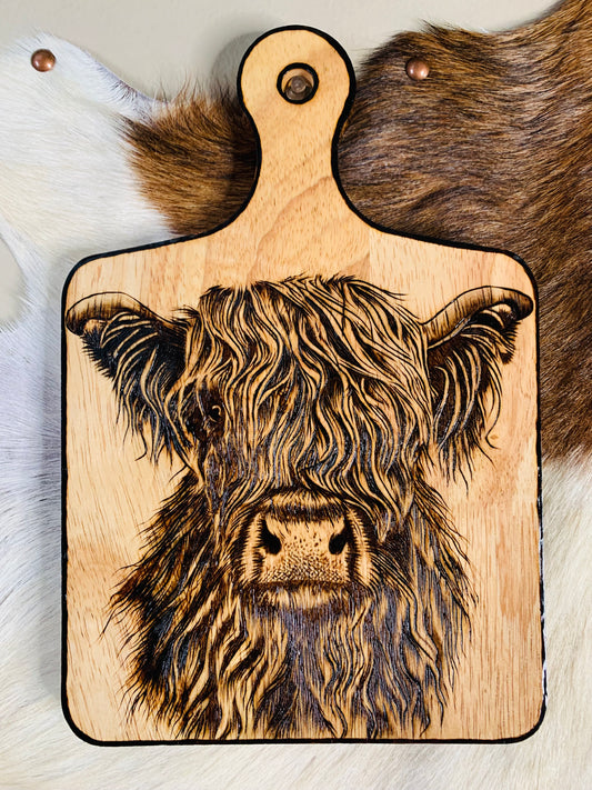 Hand Burned "Highland Cow" Board