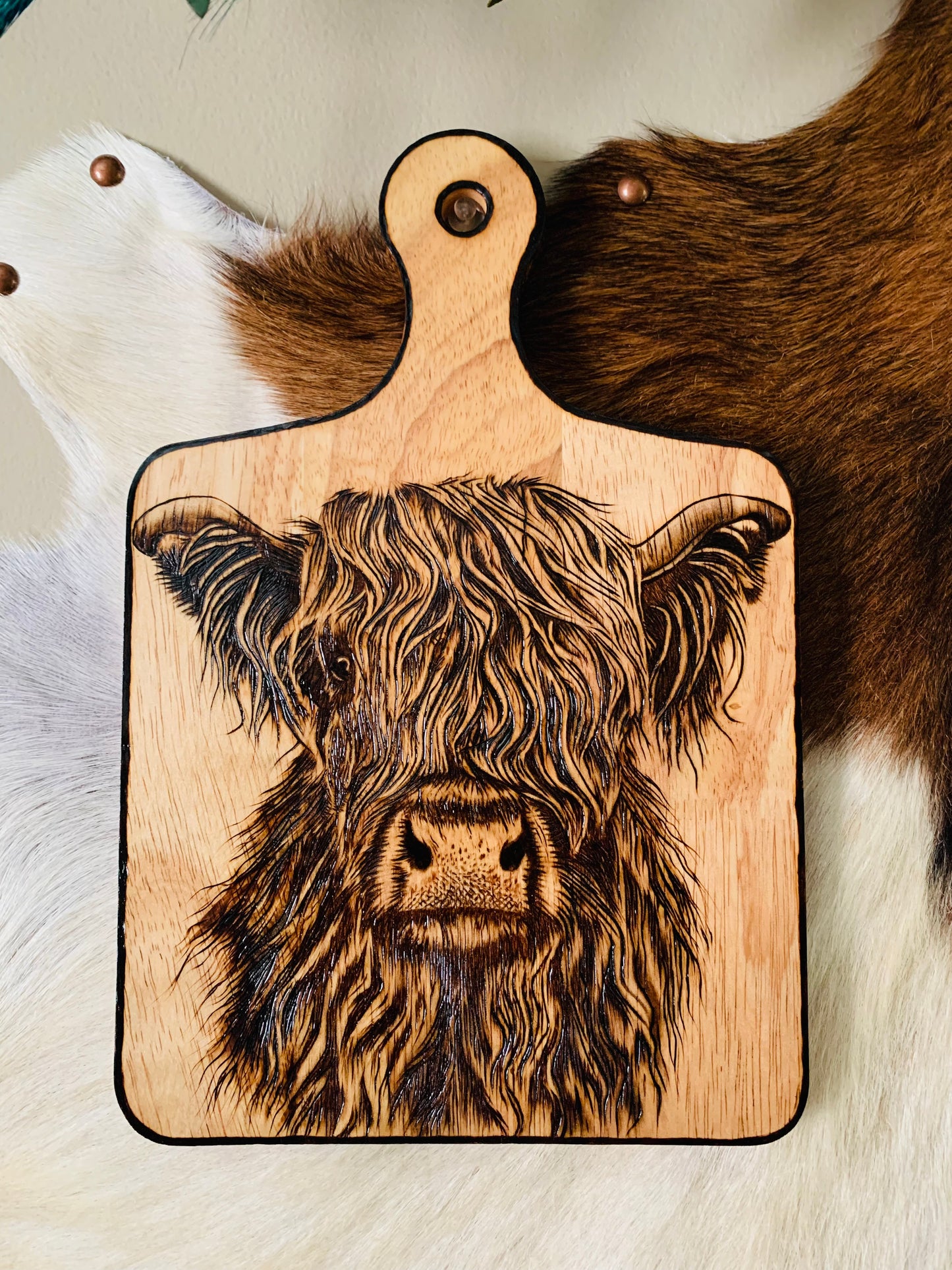 Hand Burned "Highland Cow" Board