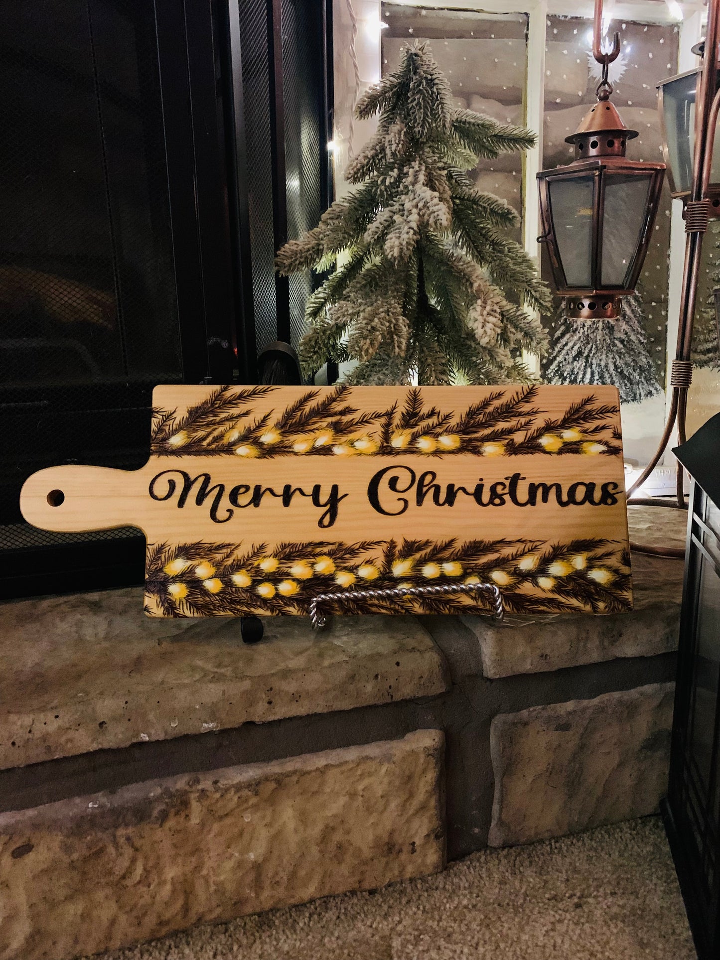 Hand Burned "Merry Christmas" Board