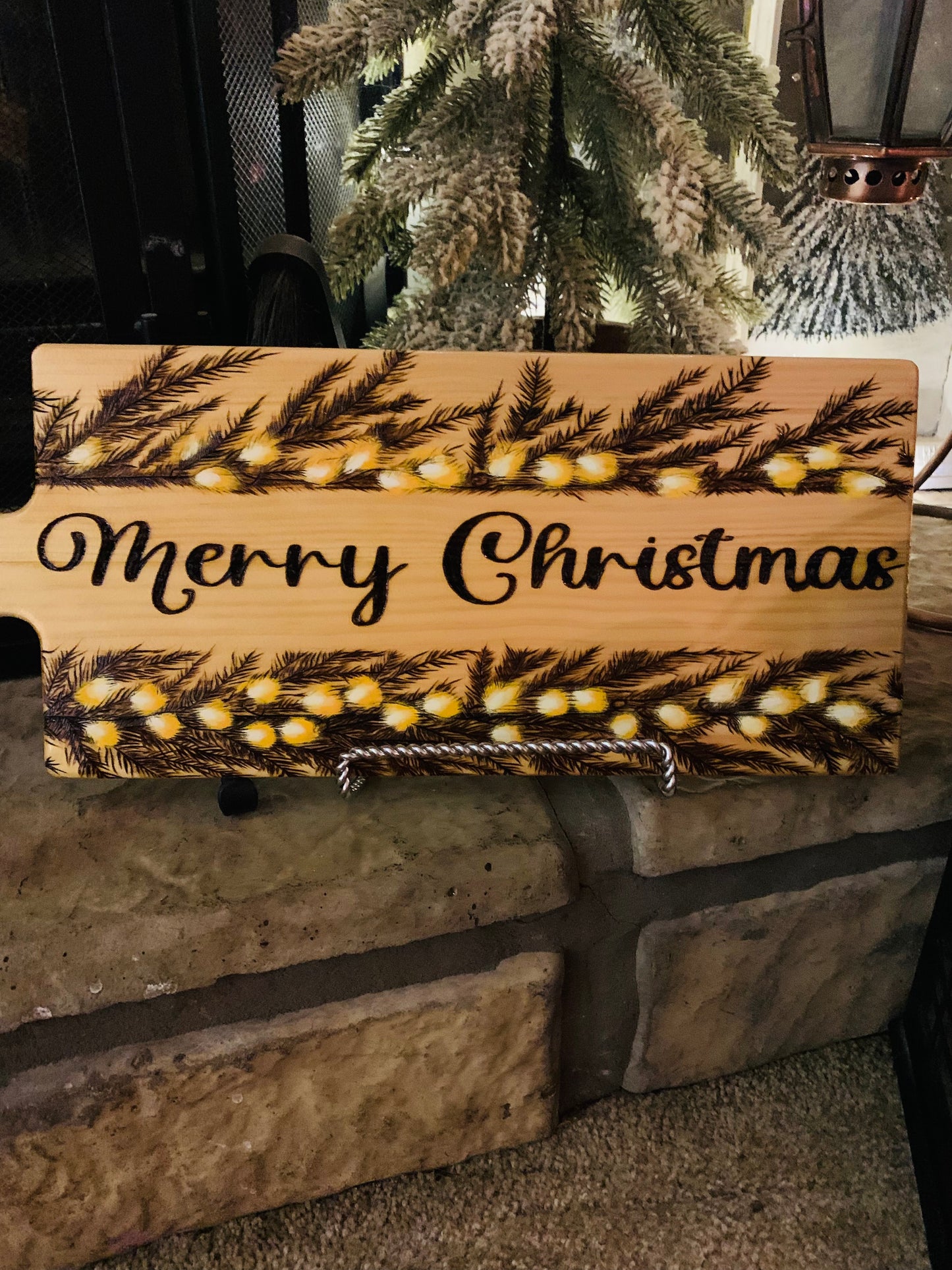 Hand Burned "Merry Christmas" Board